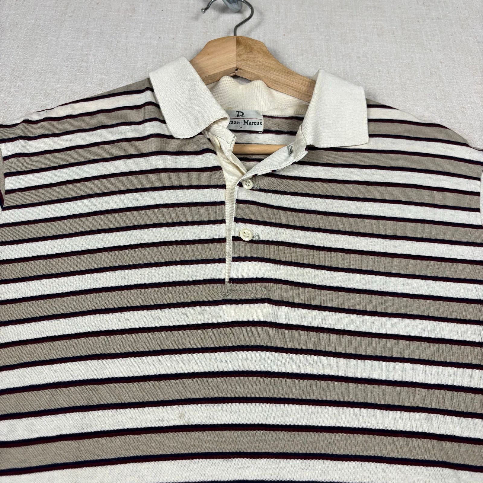 Neiman Marcus Vintage Neiman Marcus Striped Polo Golf Large Shirt Size US L / EU 52-54 / 3 - 2 Thumbnail