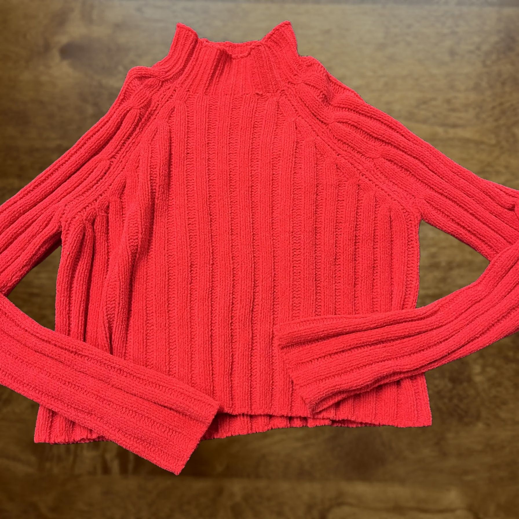 Vintage American Eagle Womens XS Red Chenille Mock Neck Ribbed Pullover Sweater Size XS / US 0-2 / IT 36-38 - 1 Thumbnail