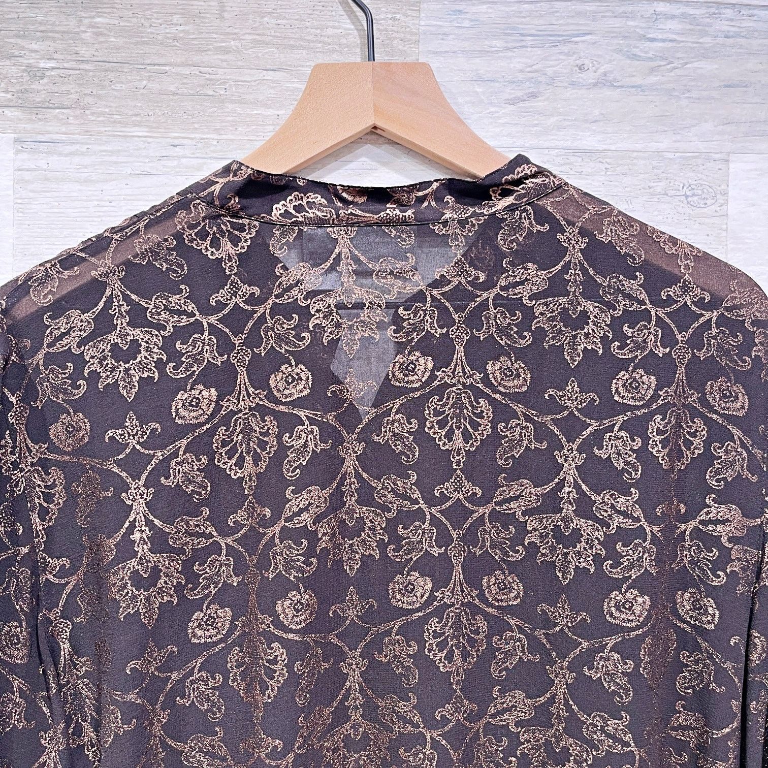 Chicos Chicos Silk Foil Floral Print Blouse Brown Sheer Paisley 2 Size L / US 10 / IT 46 - 4 Thumbnail