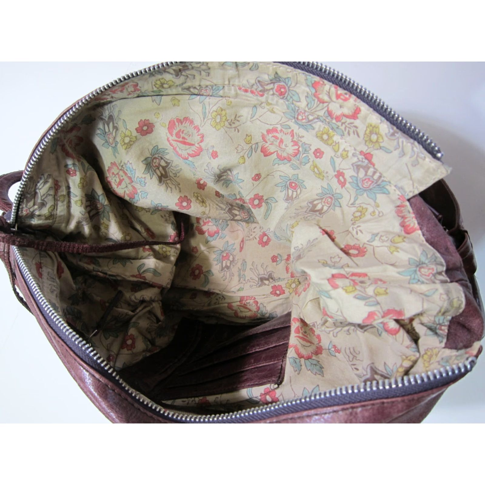 Vintage Latico Purple Mauve Silver 100% Leather Hobo Crossbody Shoulder Bag Purse Size ONE SIZE - 8 Thumbnail