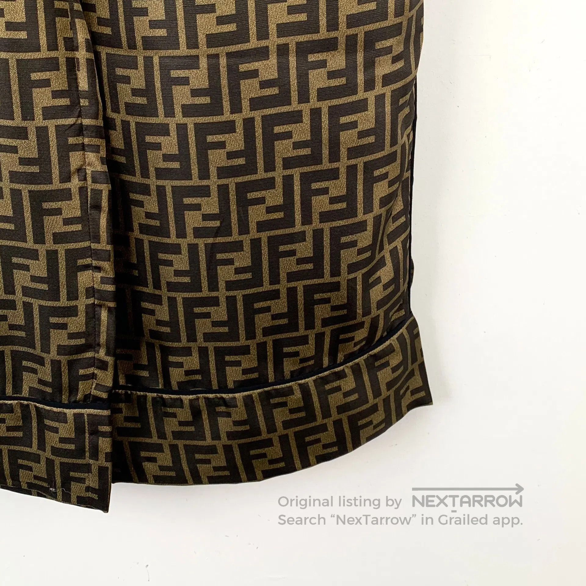 Fendi FENDI Dark Brown Double F Monogrammed Silk Casual Trousers Size US 40 / EU 56 - 4 Thumbnail