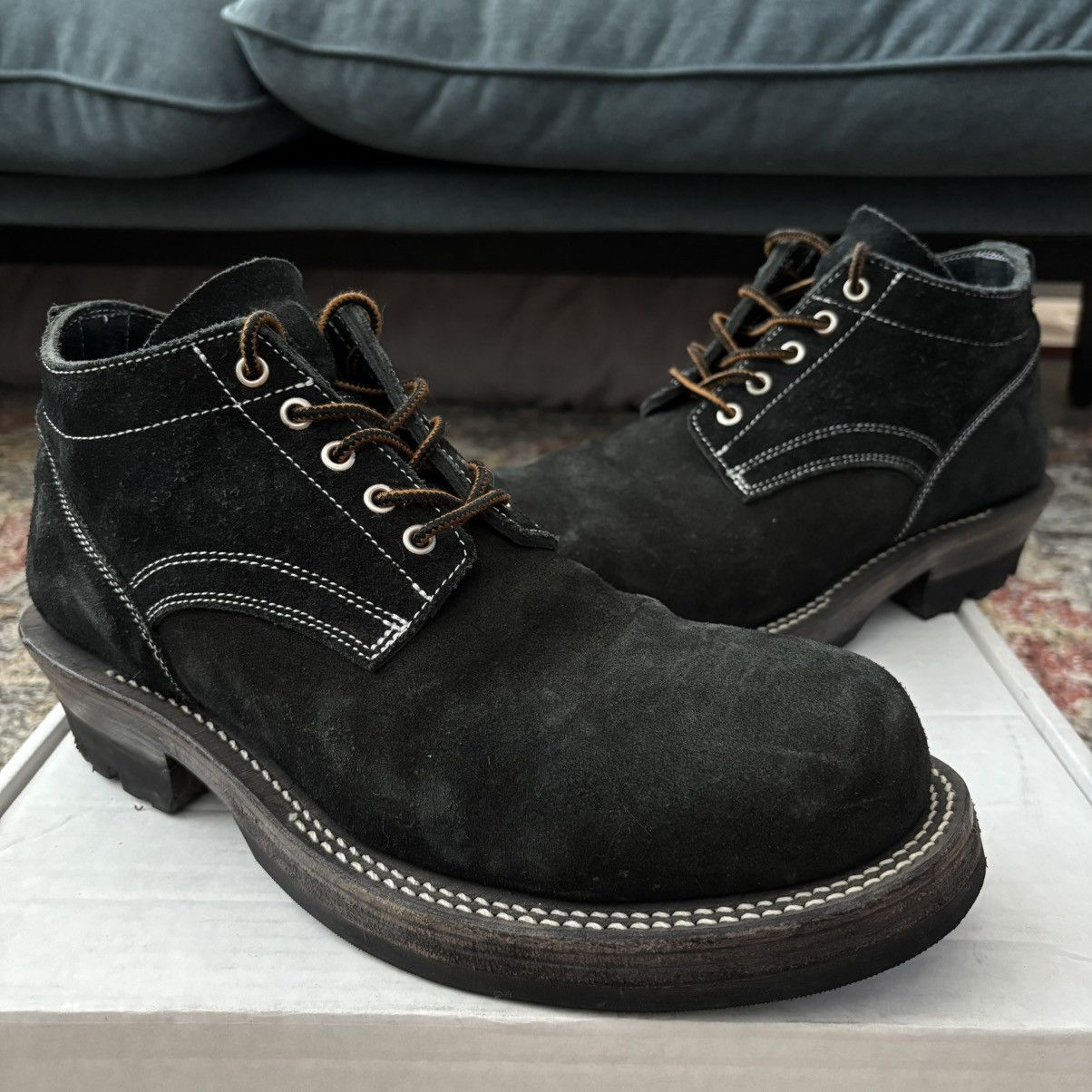 Double Stitched Welt Working Derby Box Calf Suede boots