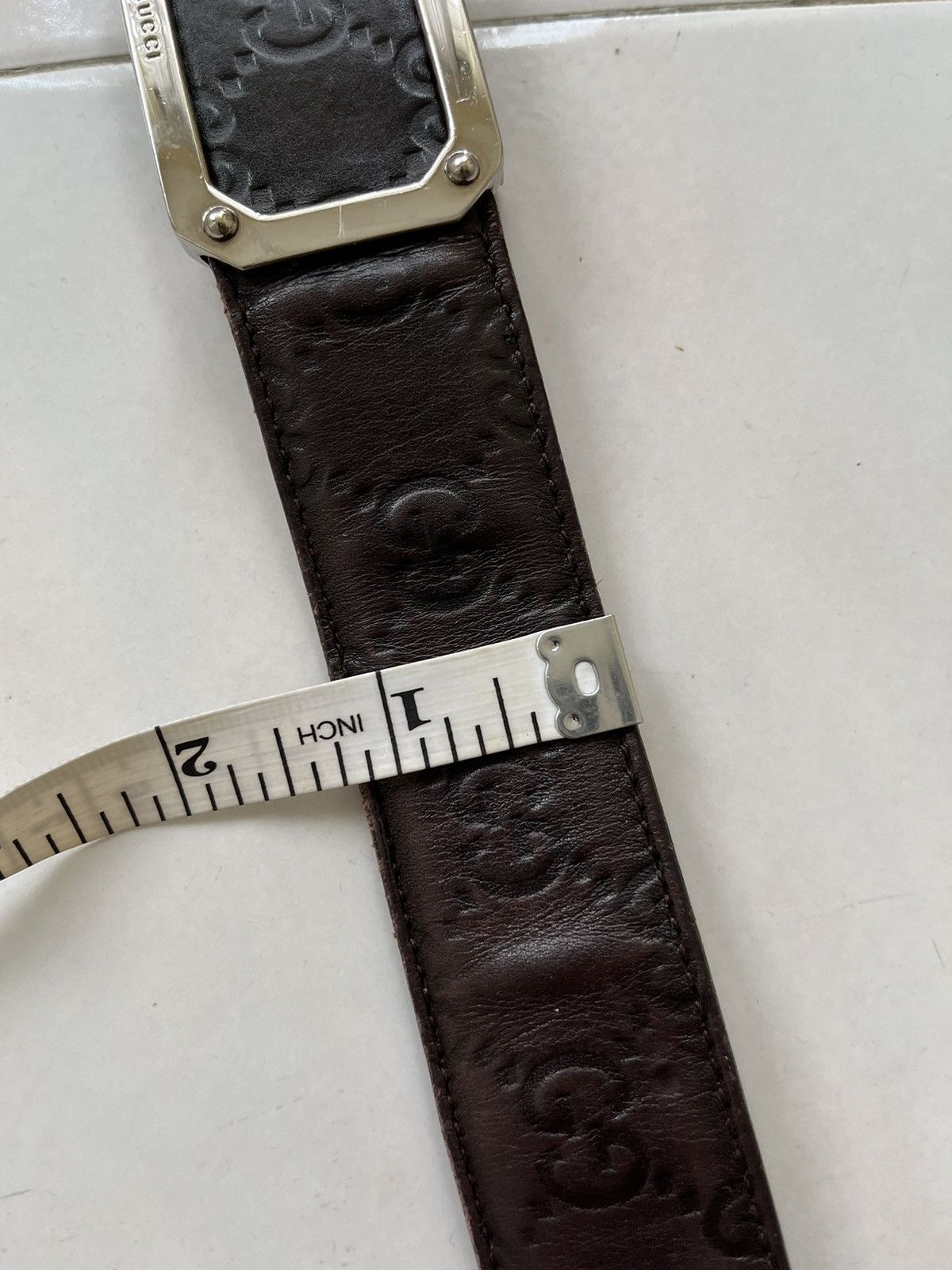Gucci Gucci Dark Guccissima Leather Square Buckle Size ONE SIZE - 13 Thumbnail
