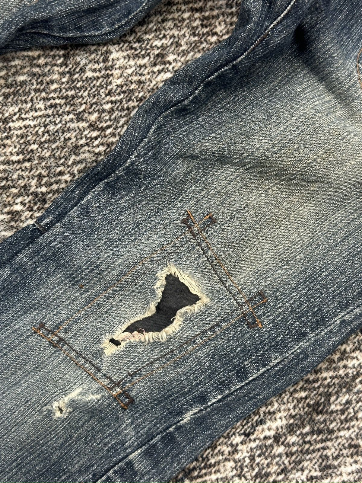 Japanese Brand Rupert The Difference Japan Patchworked Studded Jeans Size US 31 - 4 Thumbnail