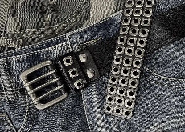 Japanese Brand Kawase x Son Outdoor retro punk rock eyelet leather belt Size ONE SIZE - 5 Thumbnail