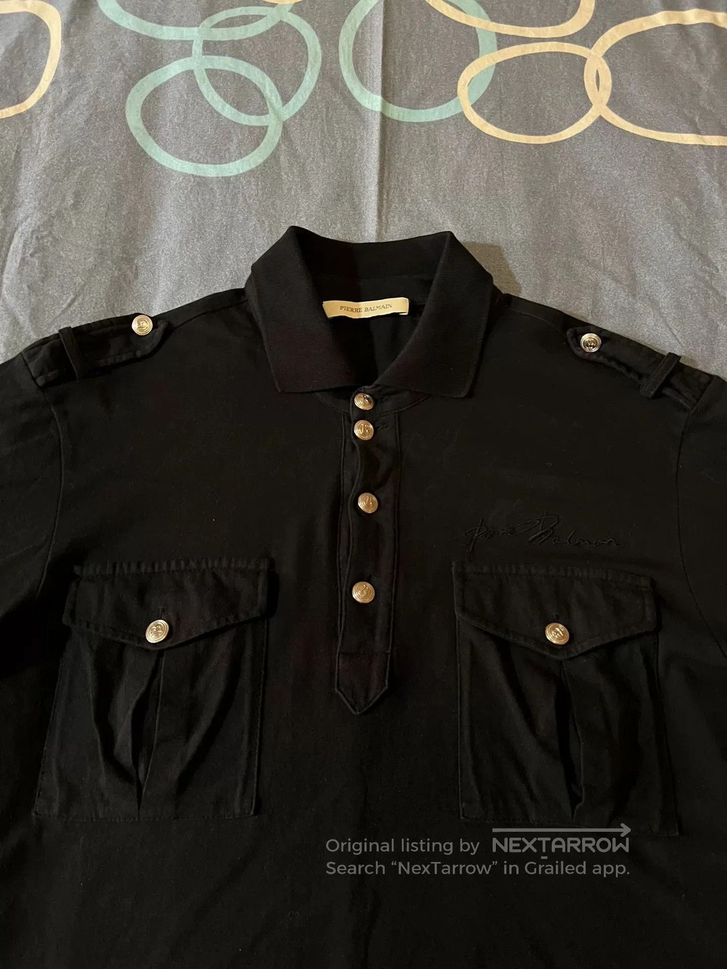 Pierre Balmain black embroidered logo short sleeve polo shirt. Size US L / EU 52-54 / 3 - 2 Thumbnail