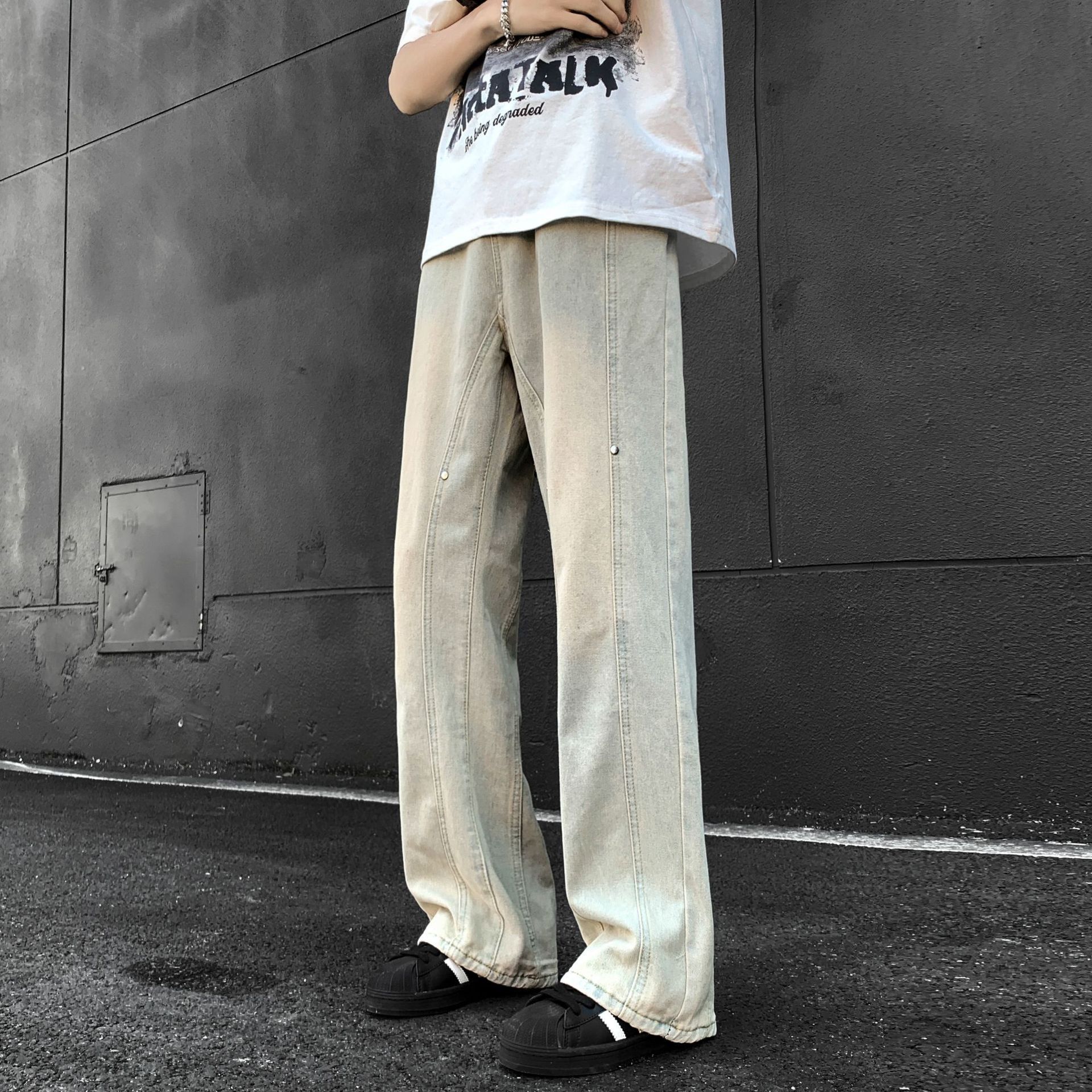 Japanese Brand × Jean Retro loose casual wide leg patchwork jeans Size US 32 / EU 48 - 2 Thumbnail