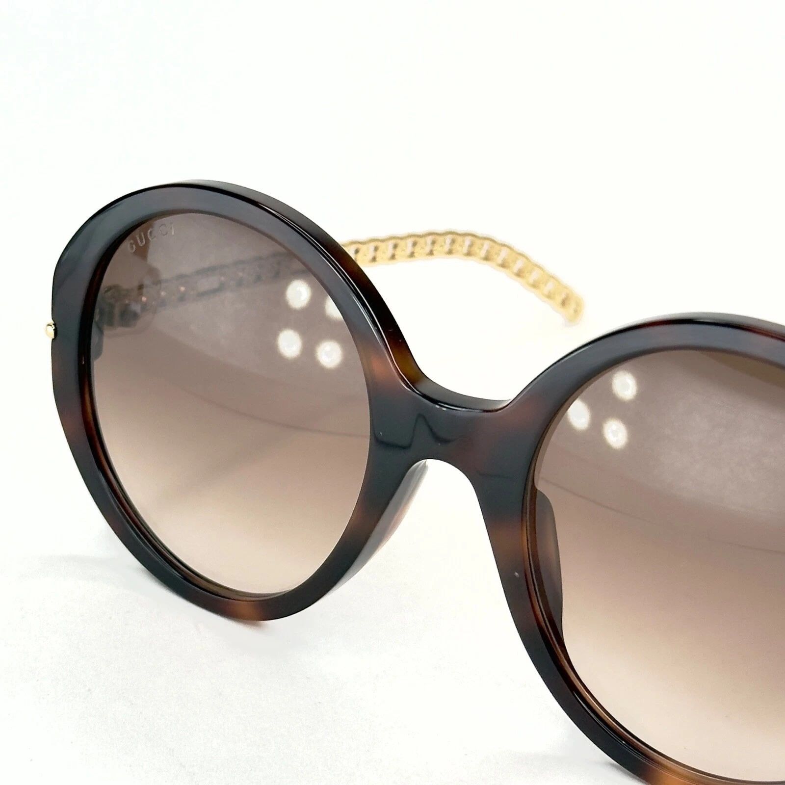 Gucci GUCCI GG0726S CHAIN 0726 Gold Brown Metal Round 002 Size ONE SIZE - 10 Thumbnail