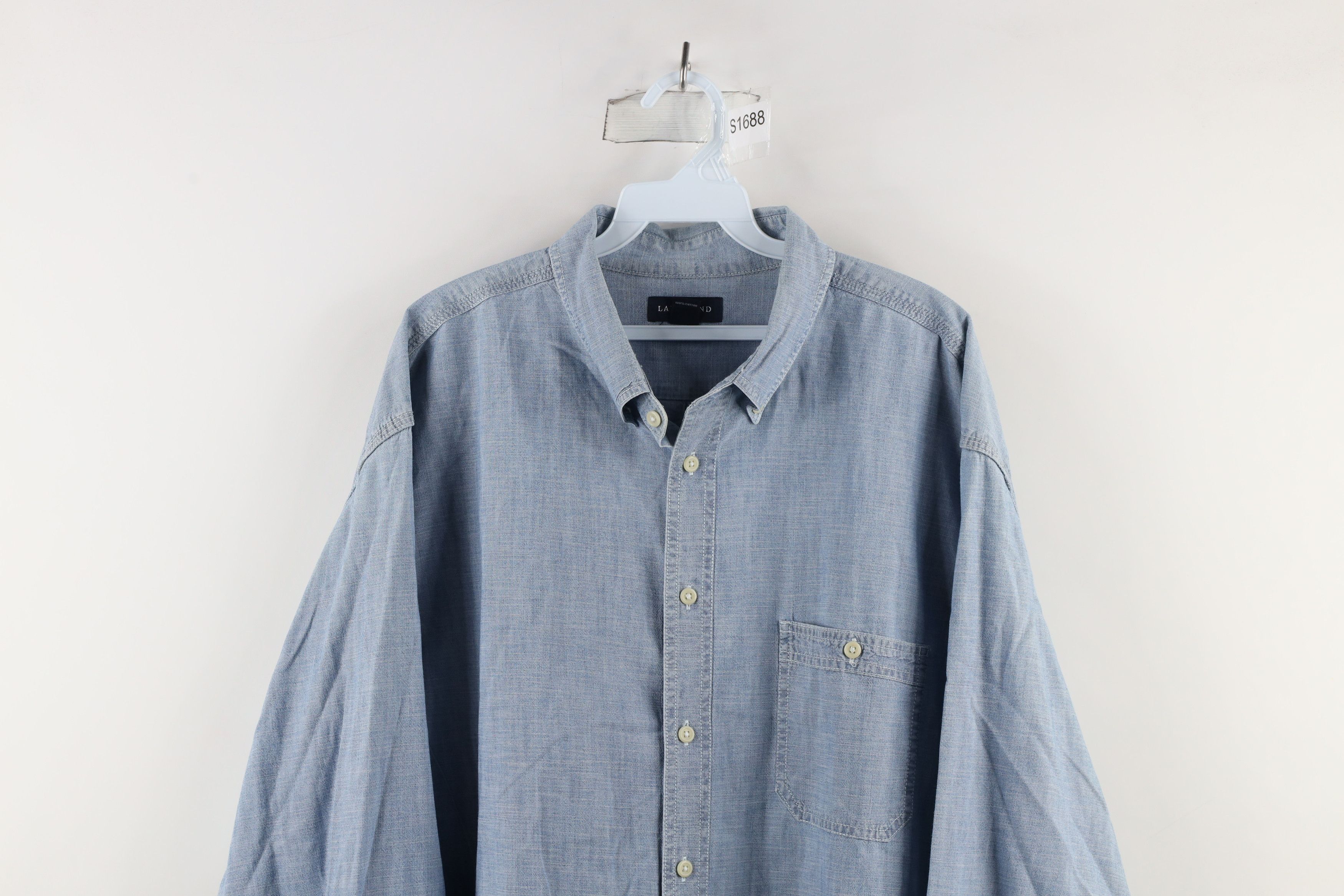 Lands' End × Vintage Vintage 90s Lands End Collared Button Down Shirt Blue Size US XXL / EU 58 / 5 - 2 Thumbnail