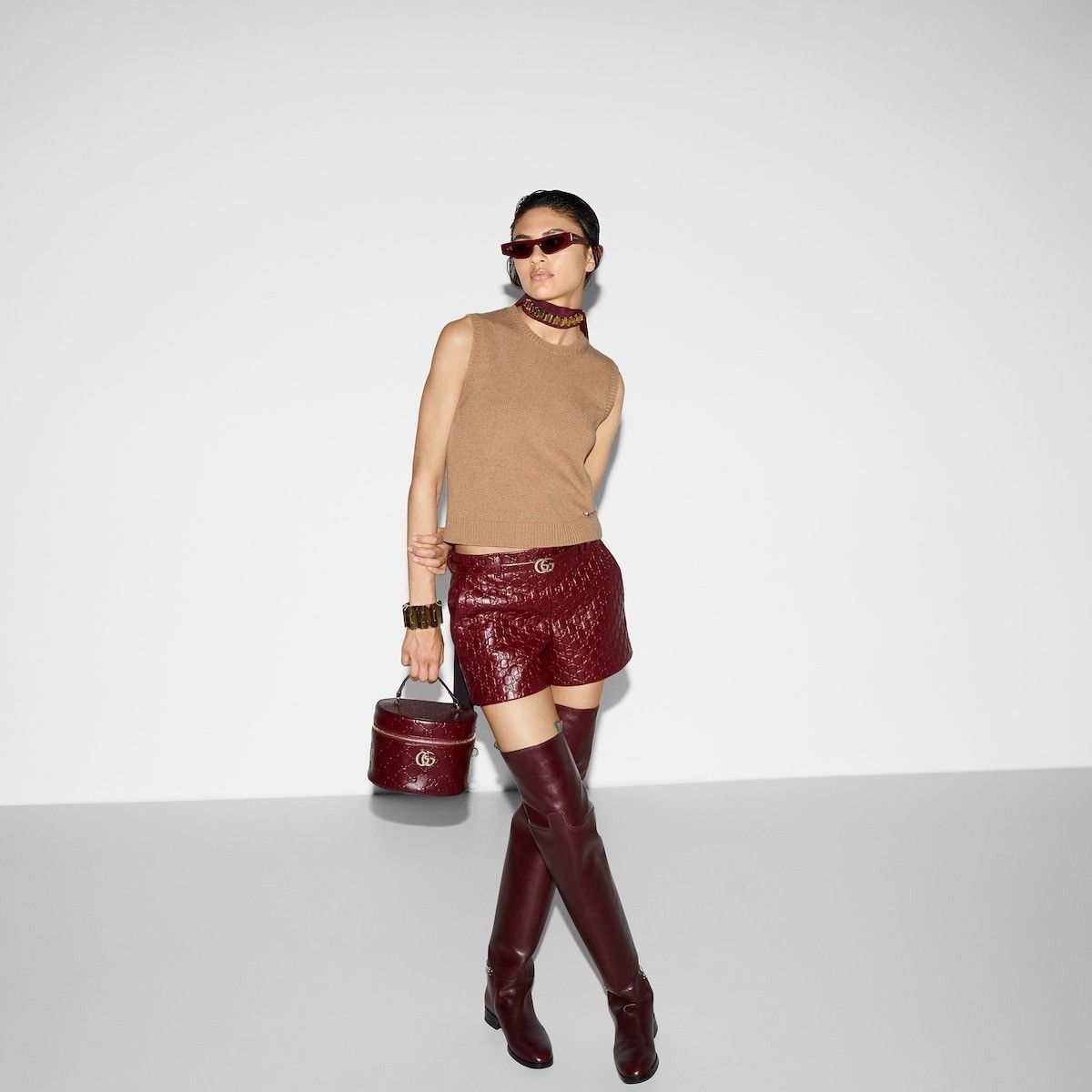 Gucci o1la5ras0526 Wool And Cashmere Tank Top in Brown Size L / US 10 / IT 46 - 4 Thumbnail