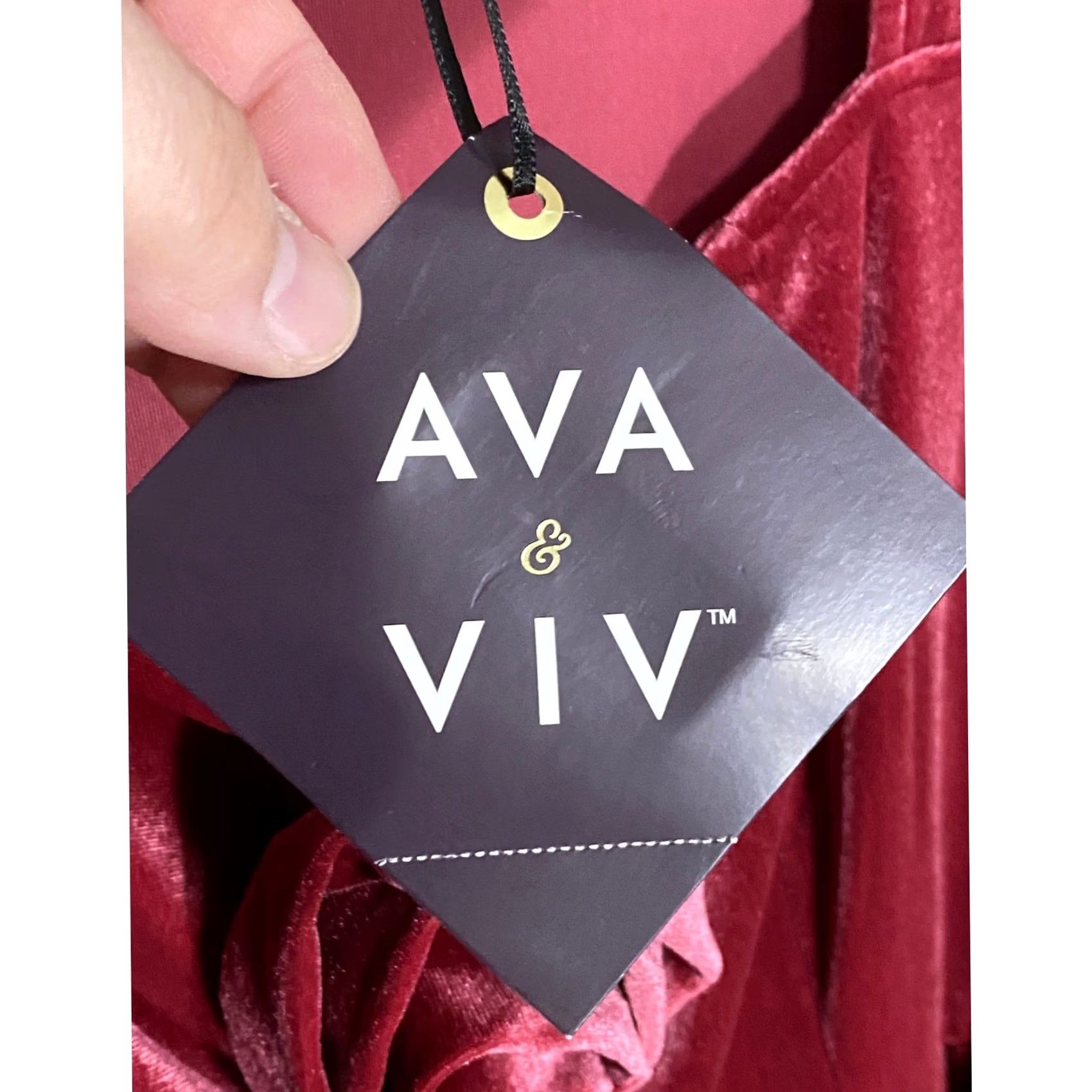 Vintage Ava & Viv Rosette Midi A-Line Red Dress 2XL Velvet Whimsigoth Emo Romantic NWT - Plus Size Size XXL / US 16-18 / IT 52-54 - 5 Thumbnail