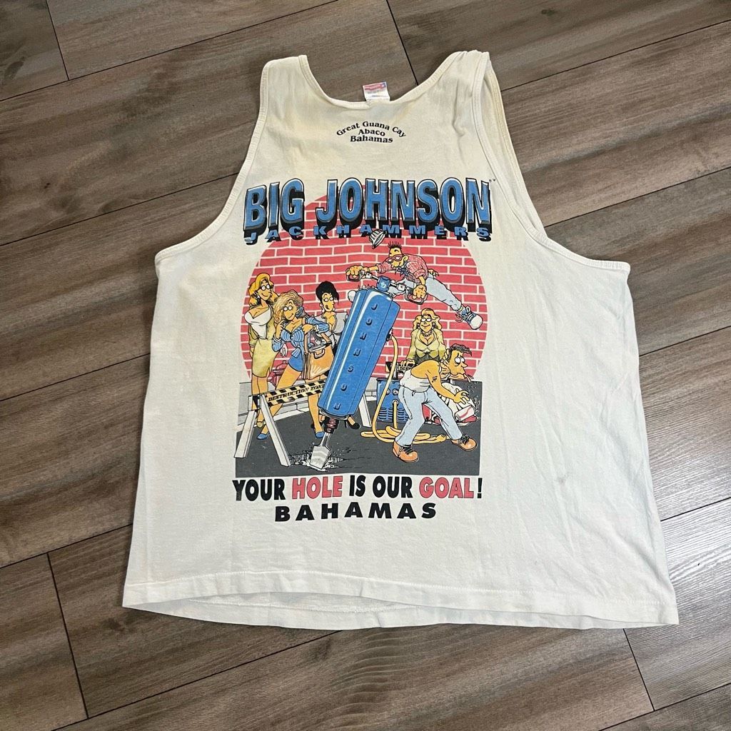 The Simpsons Vintage Big Johnson Bahamas White Casual Tank Top Men XL Size US XL / EU 56 / 4 - 5 Thumbnail