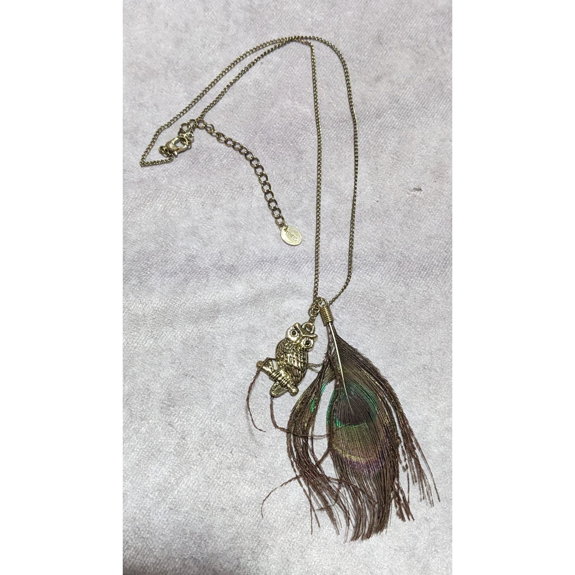 Other Peacock Feather Owl Charm Necklace Size ONE SIZE - 12 Thumbnail