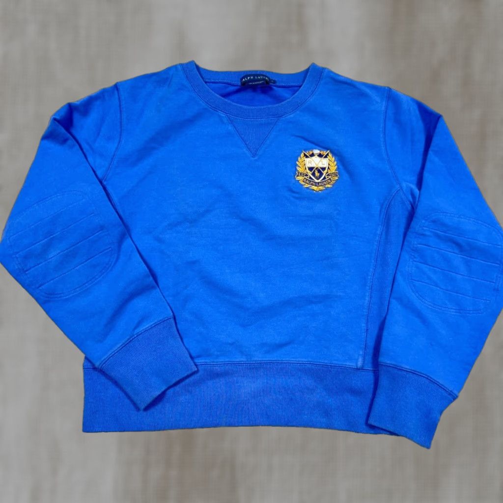 Ralph Lauren VINTAGE Ralph Lauren Sweatshirt Women Large Blue Crewneck Elbow Pad Golf Crest Shield Size L / US 10 / IT 46 - 1 Thumbnail
