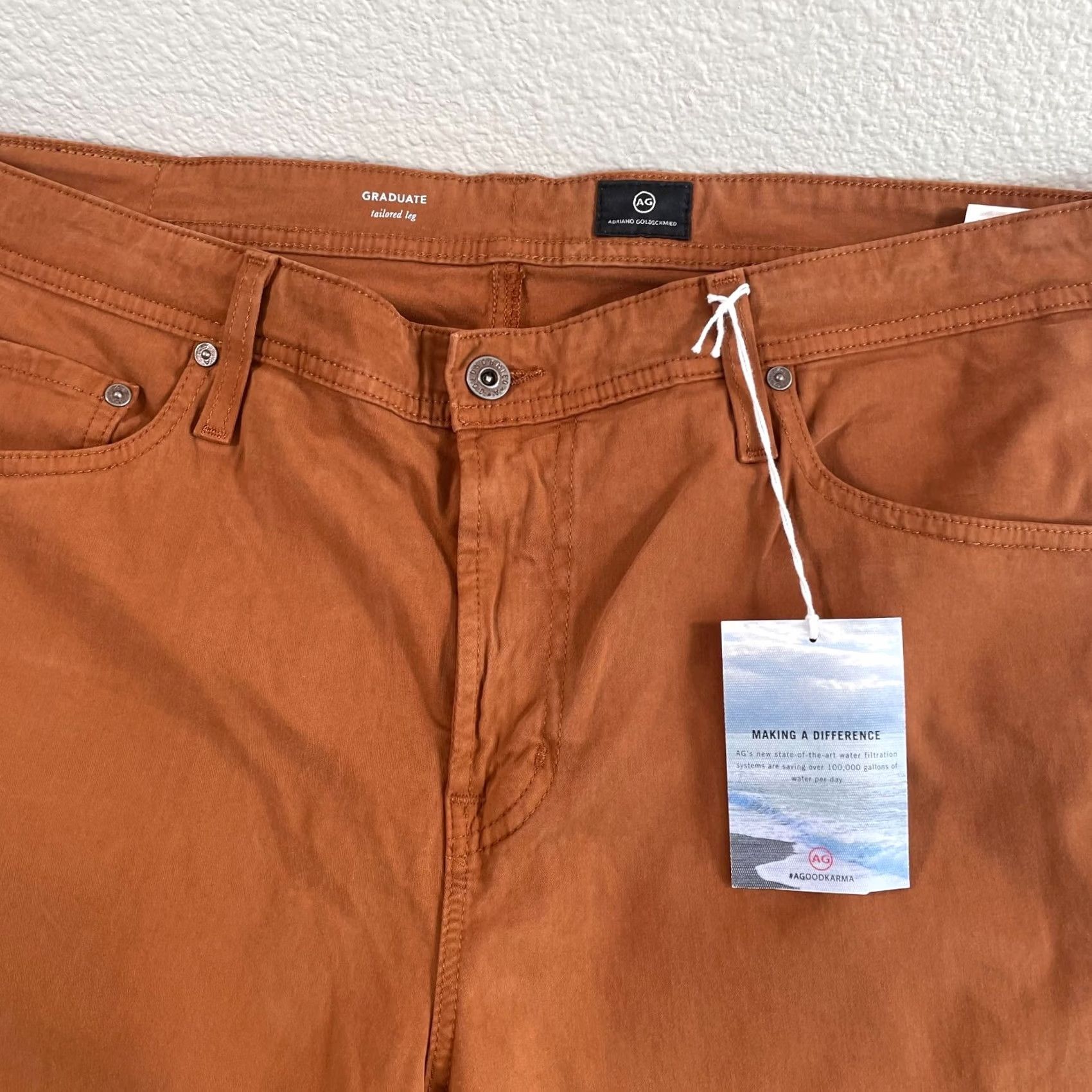 Vintage AG Adriano Goldschmied Graduate Tailored Leg Jeans Men 38x35 Brown NWT Denim 5-Pocket Stretch Tailored Leg Jeans Mens Size US 38 / EU 54 - 2 Thumbnail