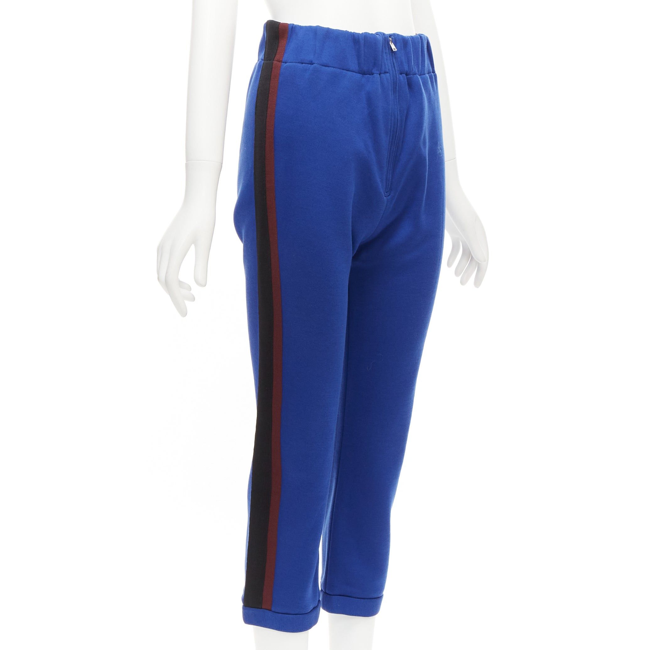 image of Marni Blue Cotton Blend Brown Black Tape Tapered Joggers It38 Xs, Women's (Size 26)