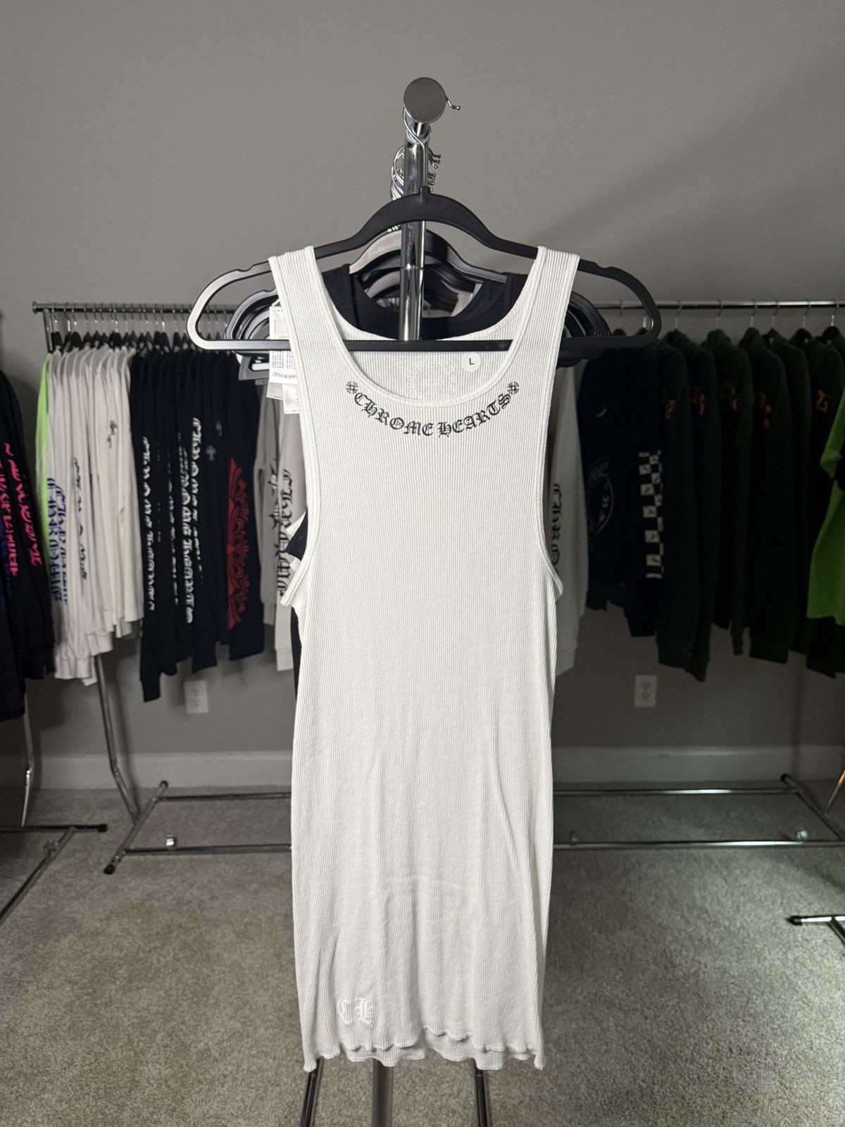 Chrome Hearts Chrome Hearts White Muyumi Ribbed Tank Size US L / EU 52-54 / 3 - 1 Thumbnail