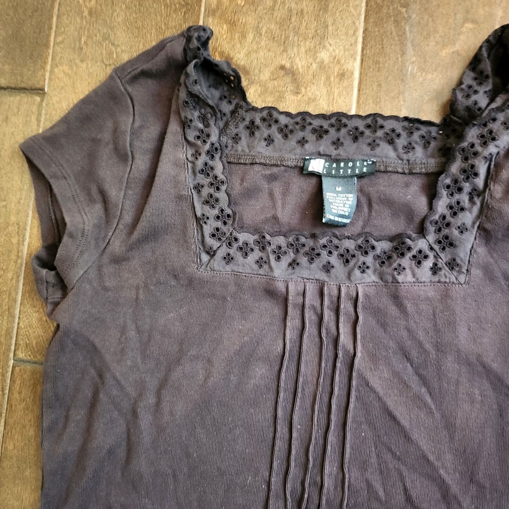 Joe Browns Browns Carole Little Short Sleeve Top - Shirt M Juniors Brown Women Regular 100% Cotton Solid All Seasons Lightweight Casual Business Travel - Adults? Size M / US 6-8 / IT 42-44 - 4 Thumbnail