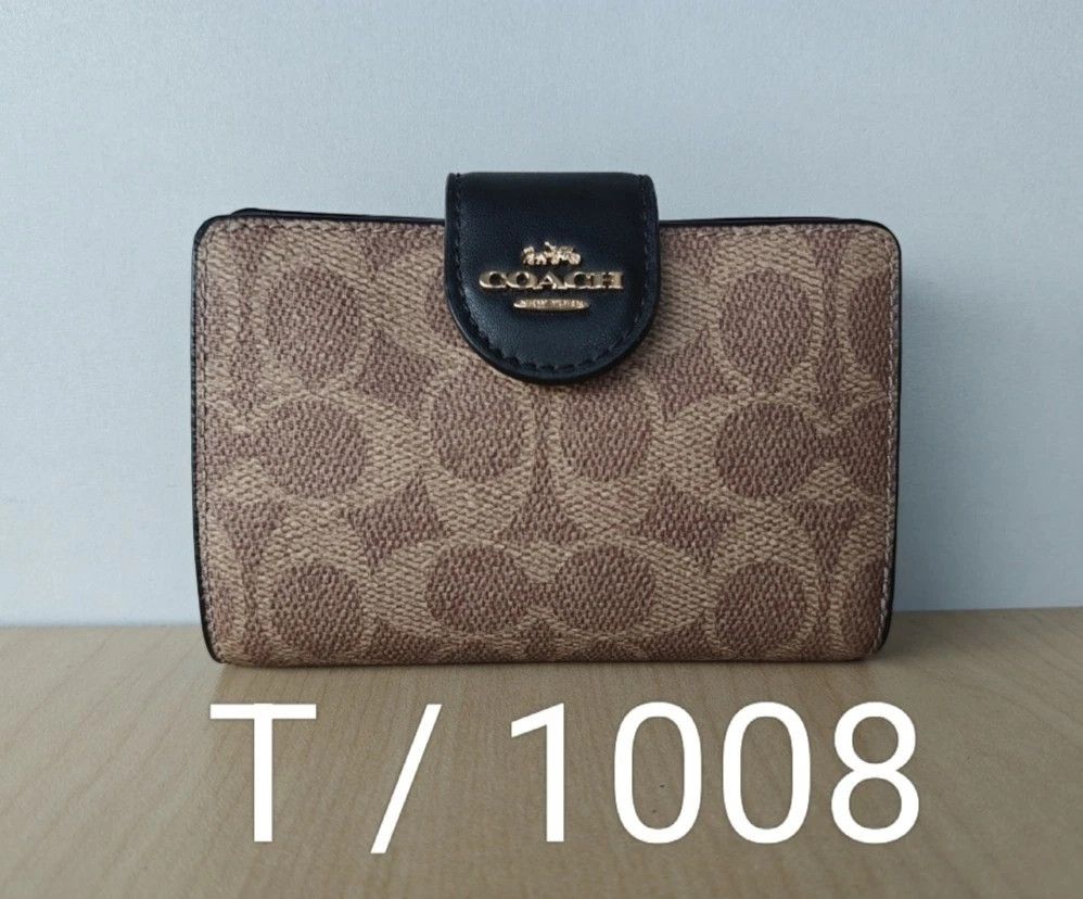 Coach Coach Medium Corner Zip Wallet In Signature T/1008 Size ONE SIZE - 13 Thumbnail