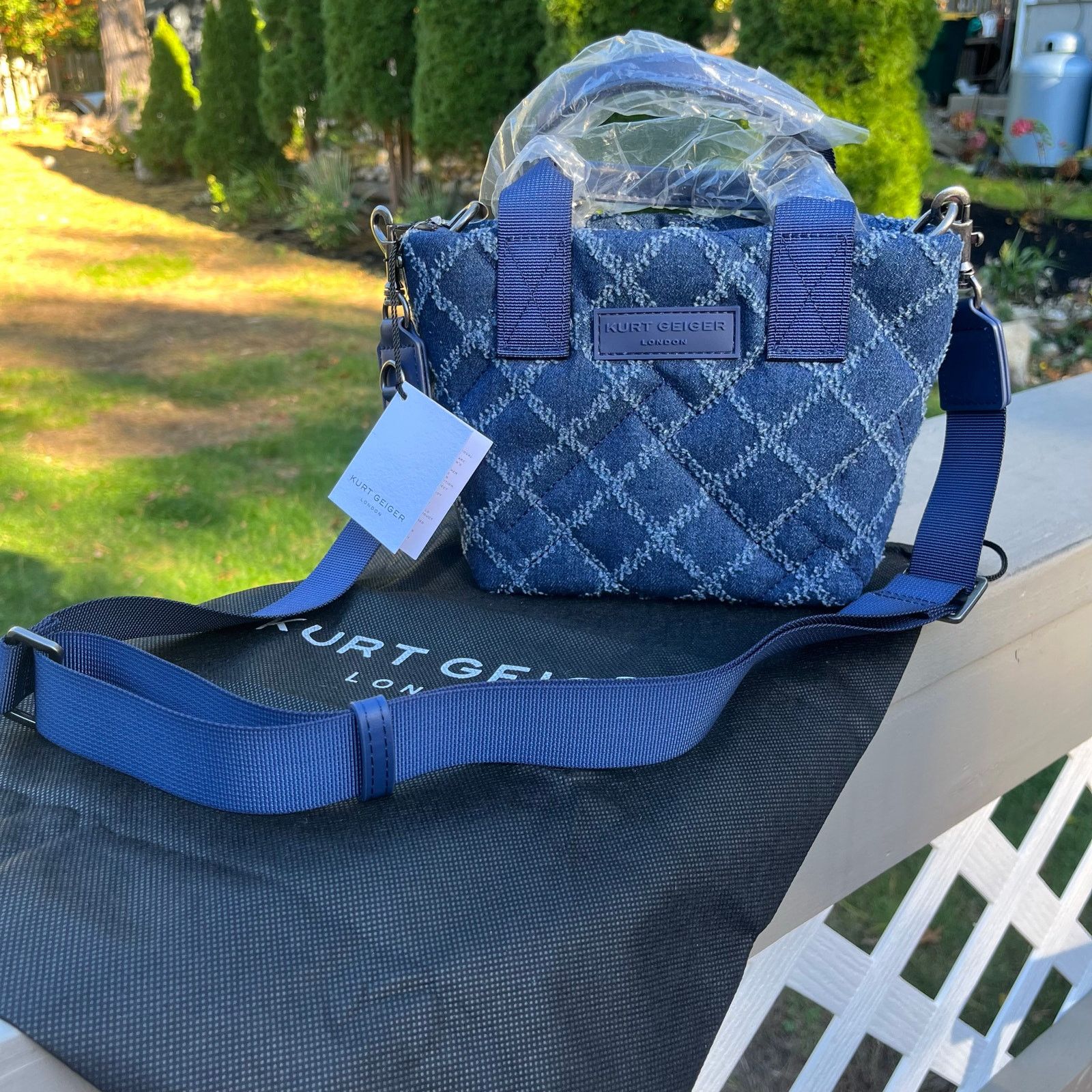 Kurt Geiger Kurt Geiger NWT, Denim Navy Blue, Quilted Tote Bag Size ONE SIZE - 12 Thumbnail