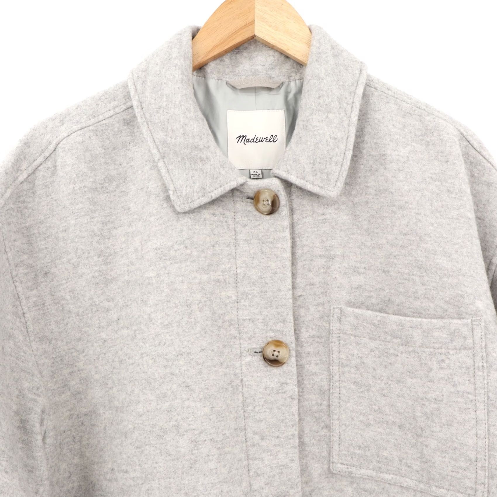 Madewell Madewell Jacket Women's XL Gray Wool Blend Flannel Button Pockets Collared Basic Jacket New Size XL / US 12-14 / IT 48-50 - 3 Thumbnail