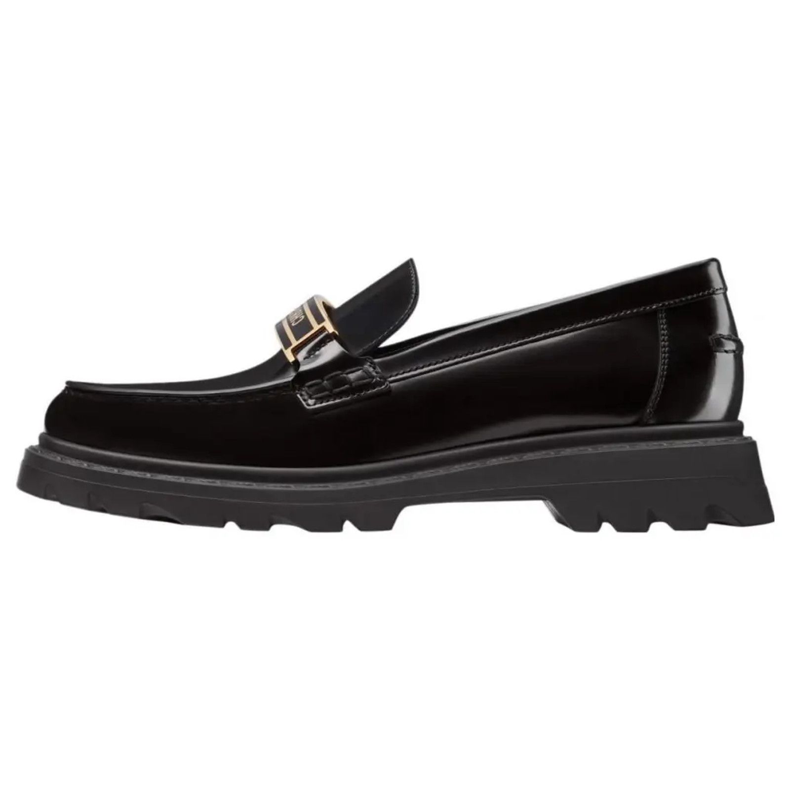 Dior Dior Code Black Brushed Calfskin Leather Gold Logo Loafer Size US 7.5 / IT 37.5 - 12 Thumbnail