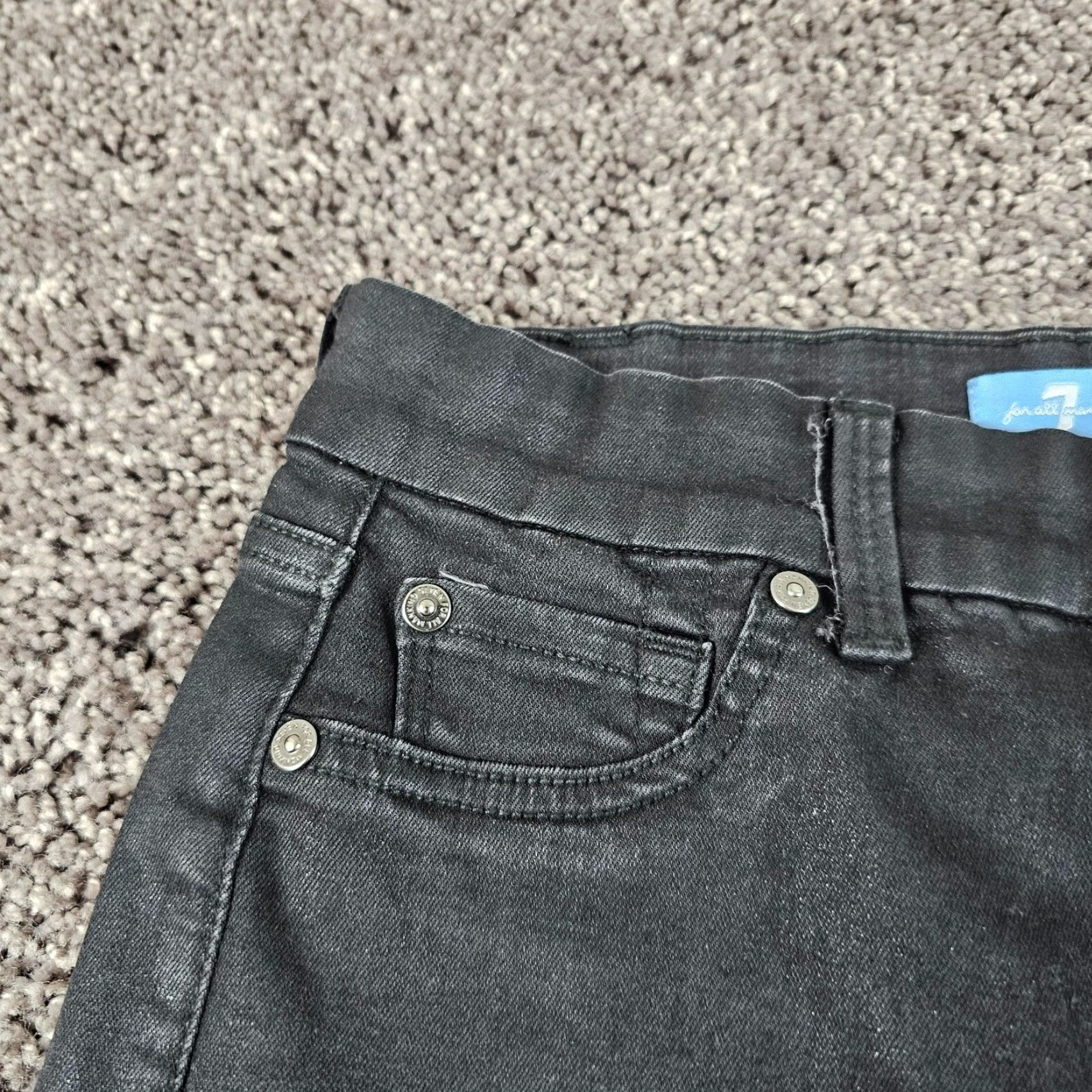 7 For All Mankind 7 For All Mankind Jeans Women Skinny Stretch Black Waxed Denim 26x26 Regular Size 26" / US 2 / IT 38 - 3 Thumbnail