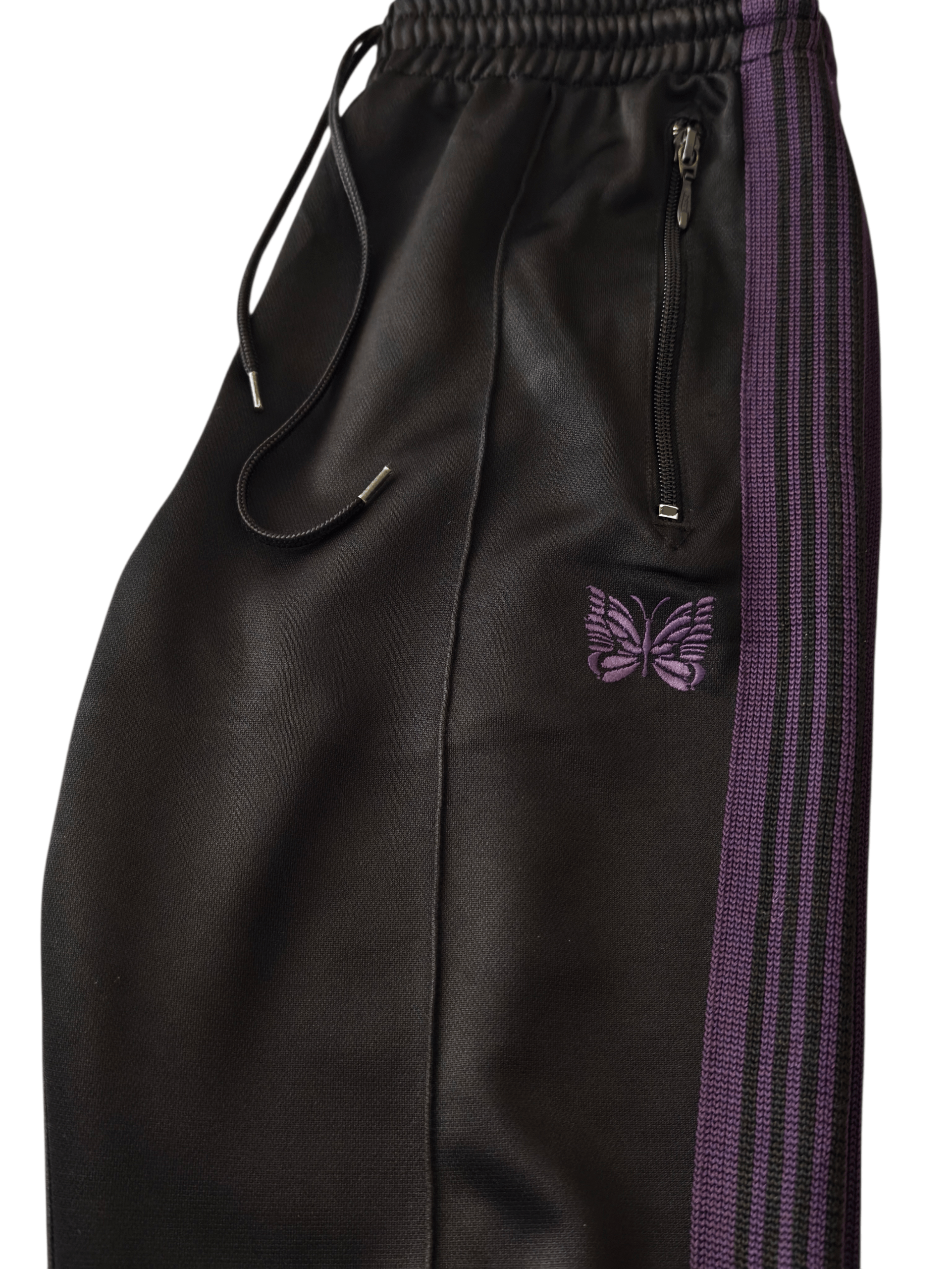 Needles Needles Poly Smooth Track Pants - Black/Purple 🦋 Size US 28 / EU 44 - 1 Thumbnail