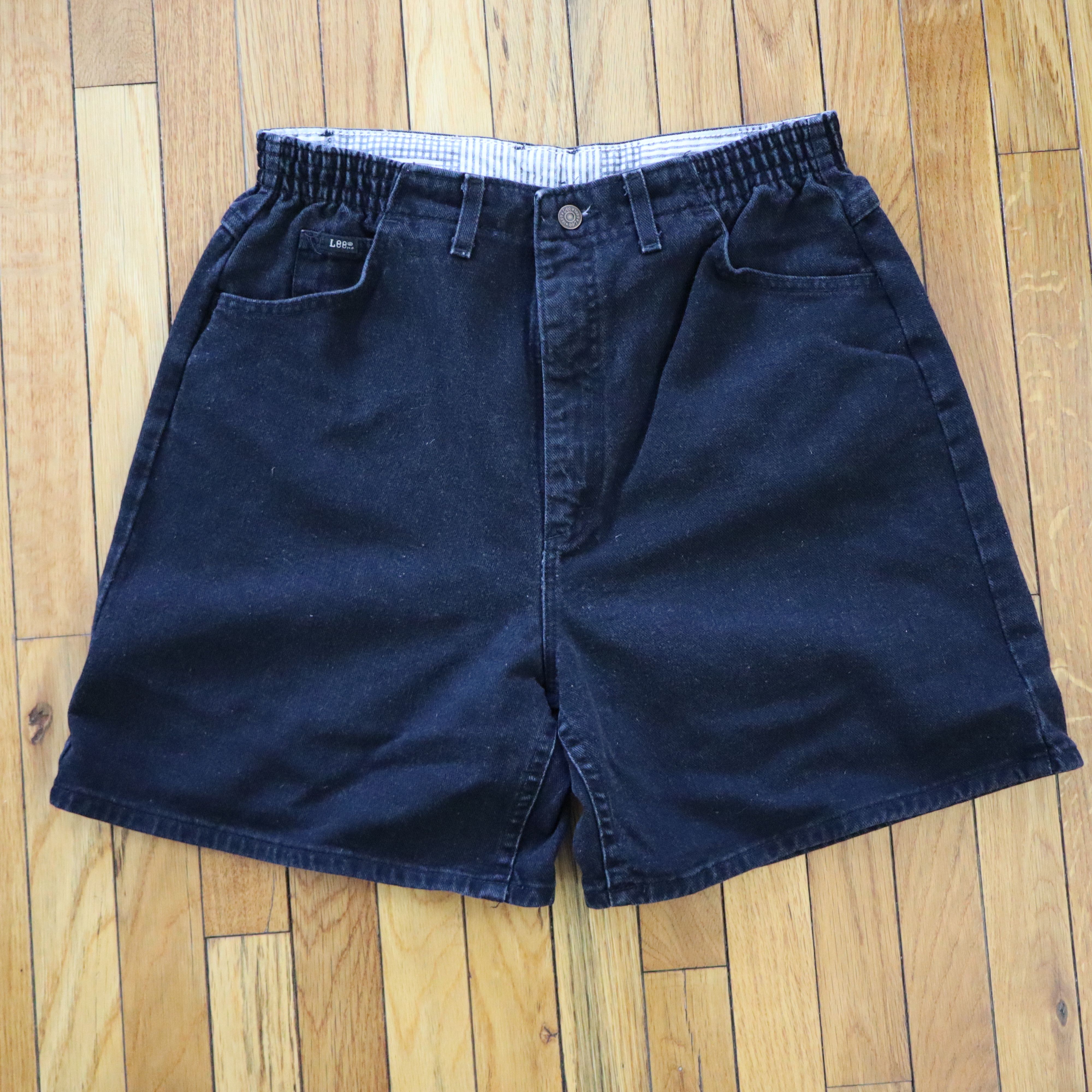 Carhartt × Dickies × Lee Vintage 90s Wide Leg Baggy Black Skater Denim Shorts Jorts Size 32" / US 10 / IT 46 - 1 Thumbnail
