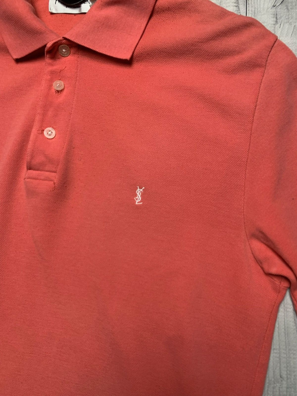 Vintage × Yves Saint Laurent Vintage Yves Saint Laurent polo pink peach size M logo Size US M / EU 48-50 / 2 - 3 Thumbnail