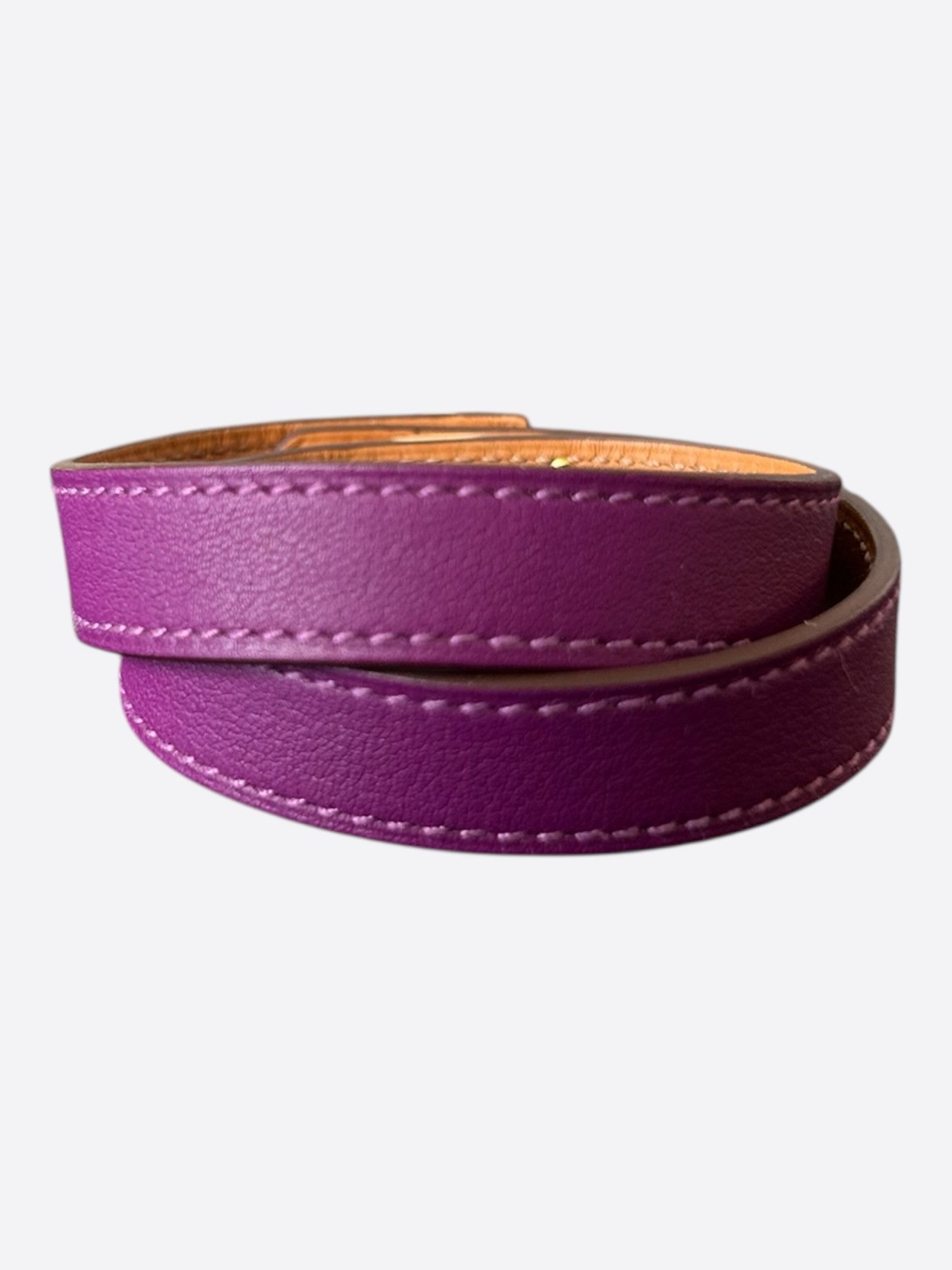 Hermes Purple Swift & Gold Hardware Kelly Double Tour Bracelet Size ONE SIZE - 2 Thumbnail