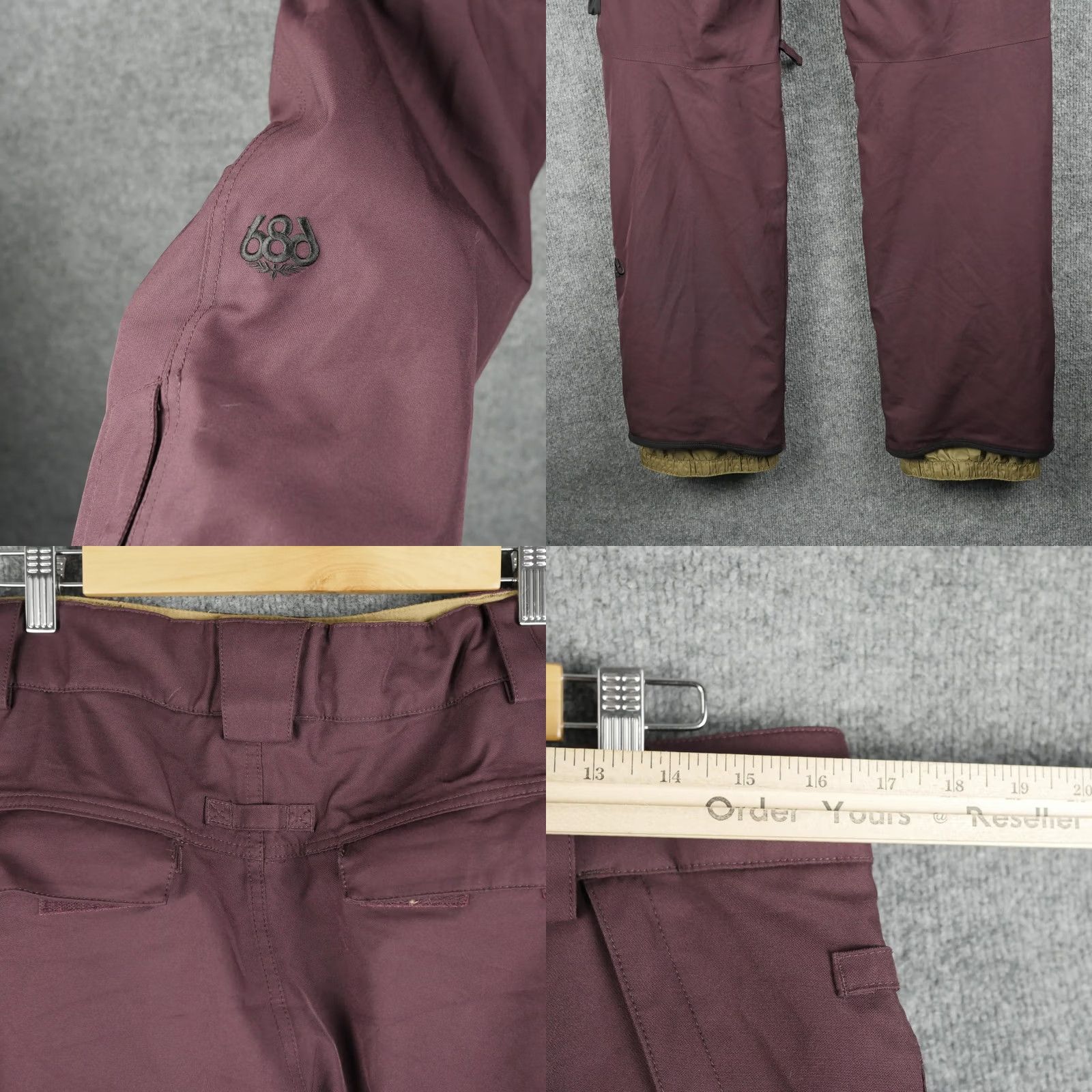 686 686 Snow Pants Mens Medium Burgundy InfiDRY Insulated Cargo Waterproof L6W210 Size US 31 - 8 Thumbnail