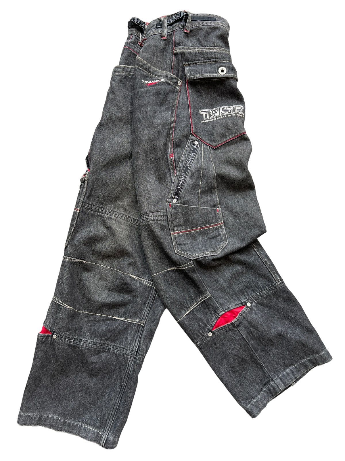 Japanese Brand Transer Jeans Hip Hop Skateboard Multipocket Baggy Jeans 31 Size 31" - 1 Thumbnail