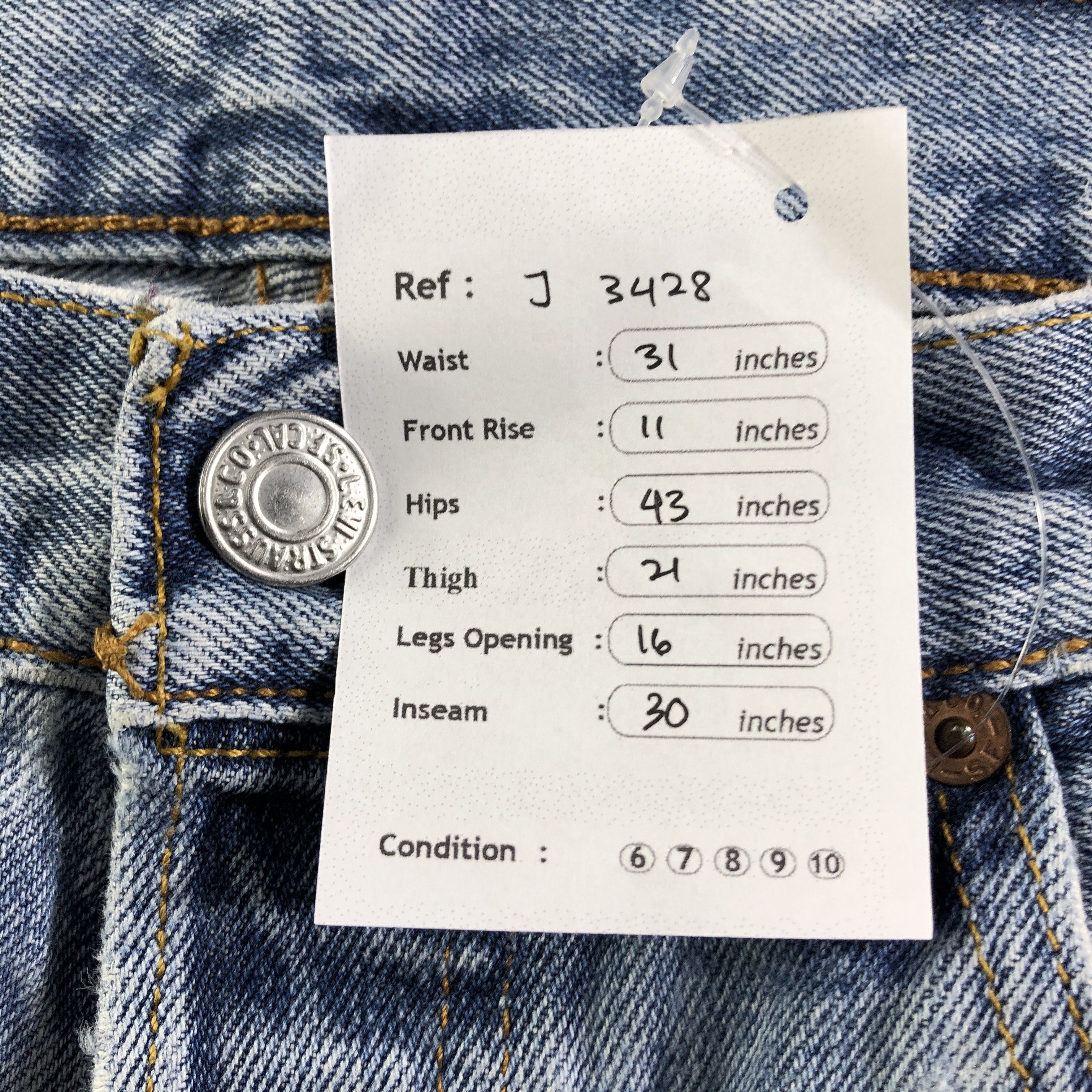 Levi's Vintage Blue Wash Levis 501 Jeans-J3428 Size US 31 - 11 Thumbnail