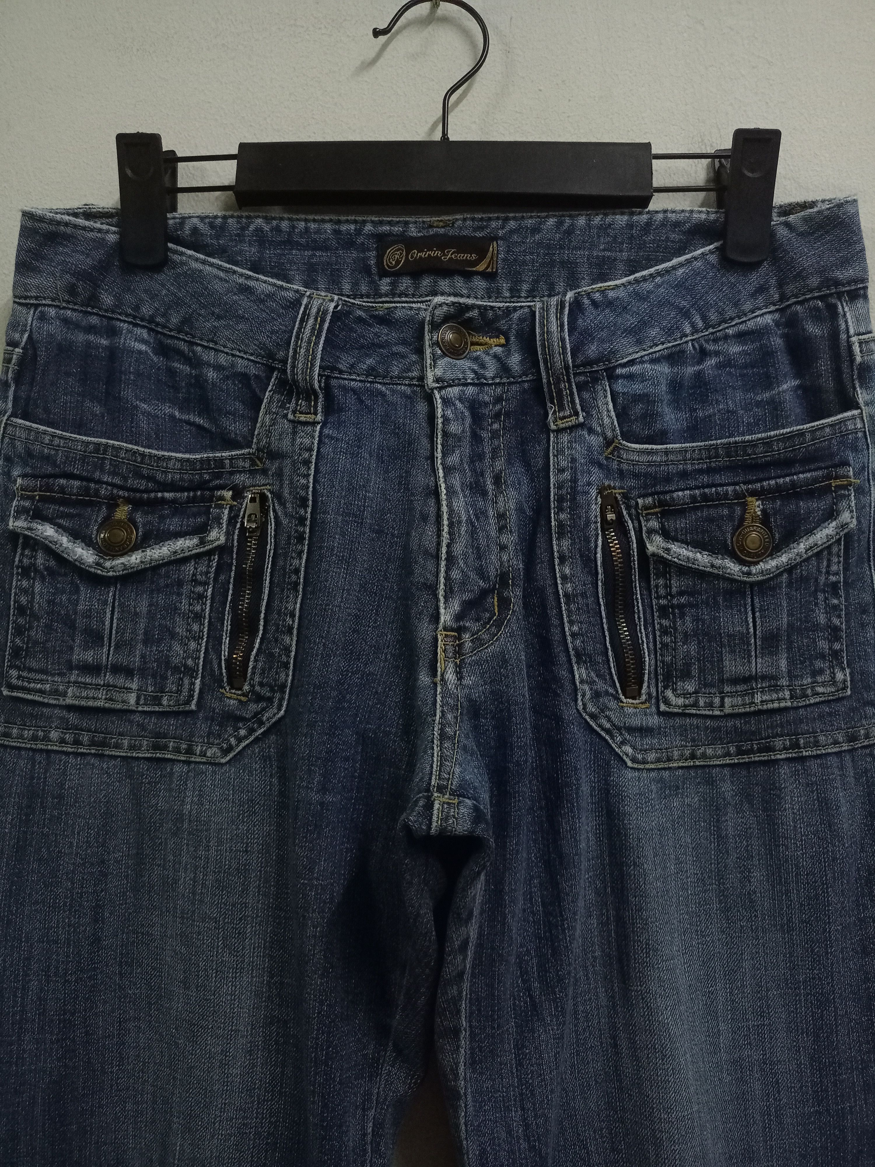 Japanese Brand Vintage Japanese Brand Blue Wash Flare Denim Bush Pants Size US 29 - 4 Thumbnail