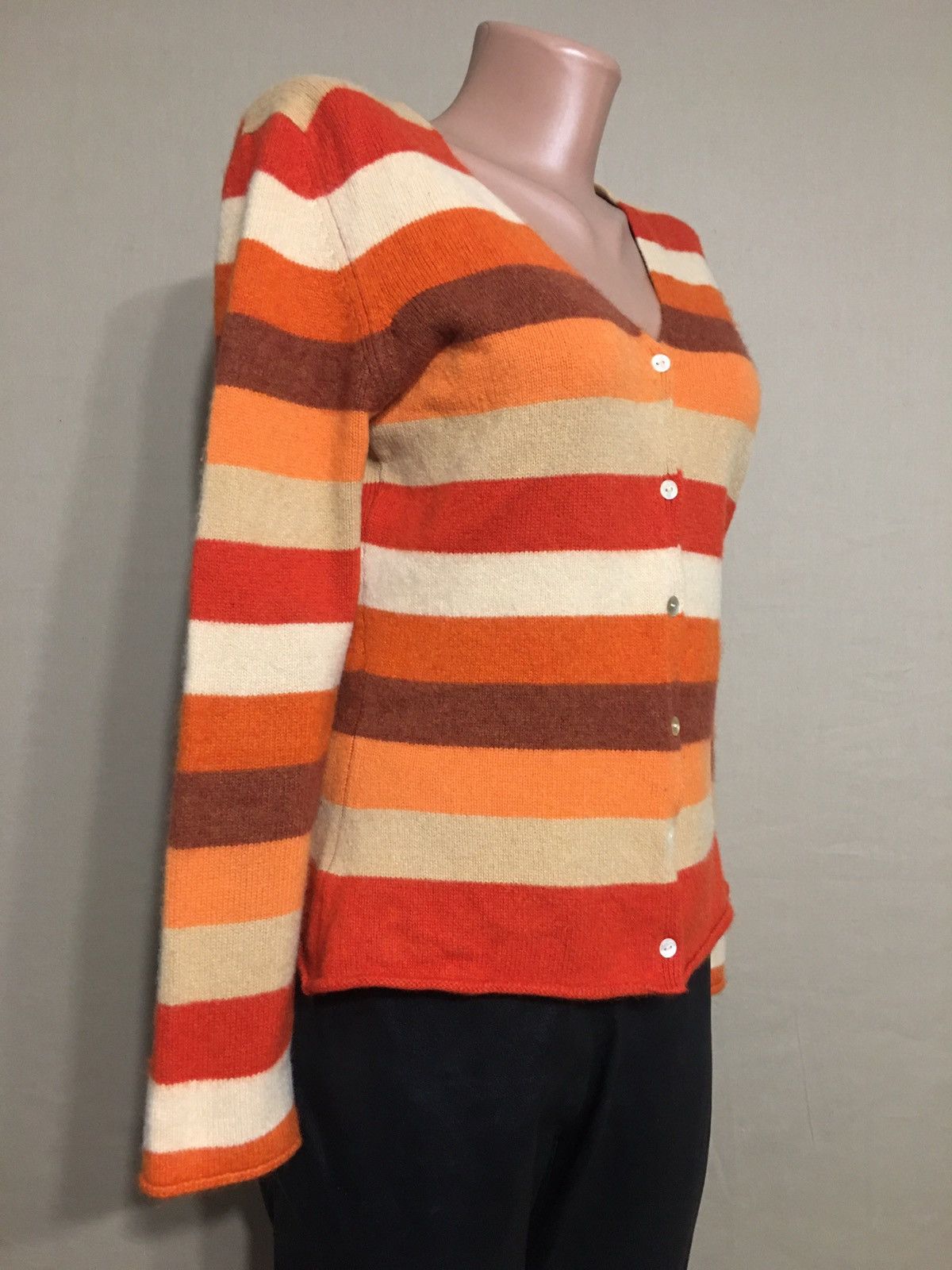 Designer HEARTBREAKER Cashmere Stripped Knit Cardigan Size M Size M / US 6-8 / IT 42-44 - 3 Thumbnail