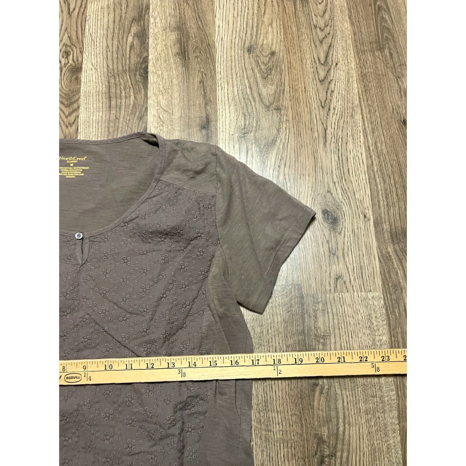 Vintage NorthCrest Shirt Women’s Medium Brown Short Sleeve Scoop Neck Pullover Casual Regular Size M / US 6-8 / IT 42-44 - 6 Thumbnail
