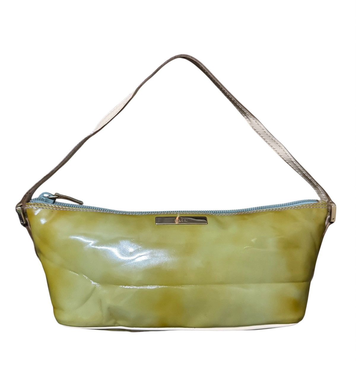 Gucci Gucci Green Patent Leather Baguette Handbag Size ONE SIZE - 1 Thumbnail
