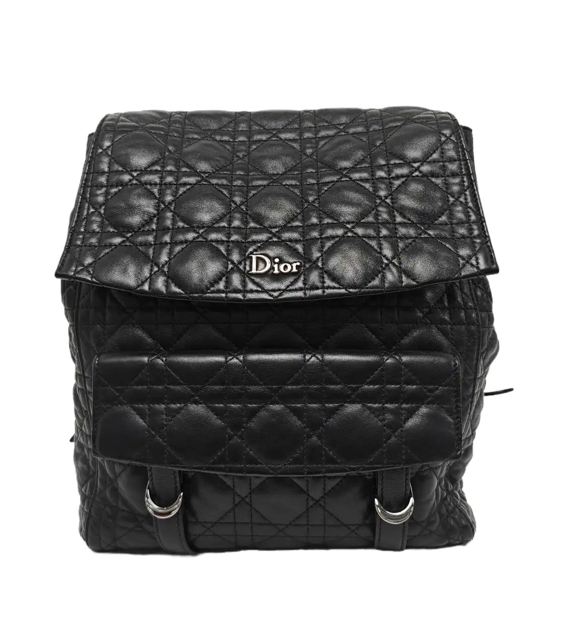 Dior DIOR Stardust black sheepskin rattan plaid quilted backpack handbag silver hardw Size ONE SIZE - 1 Thumbnail
