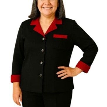Vintage Sag Harbor Petite M Black Red Contrast Trim Button Front Bla Size M / US 6-8 / IT 42-44 - 1 Thumbnail