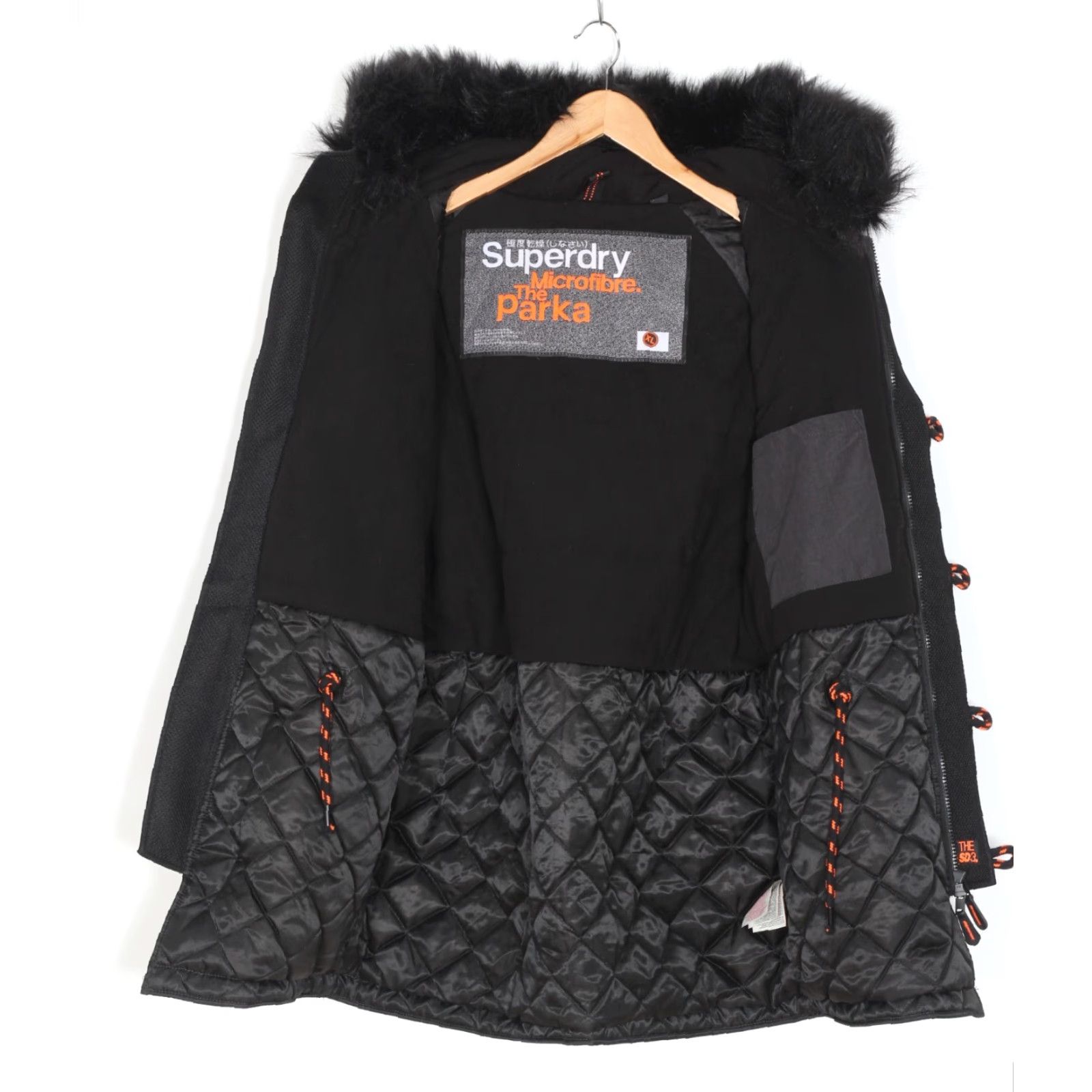 Superdry SUPERDRY Parka Jacket Men XL Fur Hooded MJ5617 Black Regular Size XL Parka Mens Jacket Size US XL / EU 56 / 4 - 5 Thumbnail