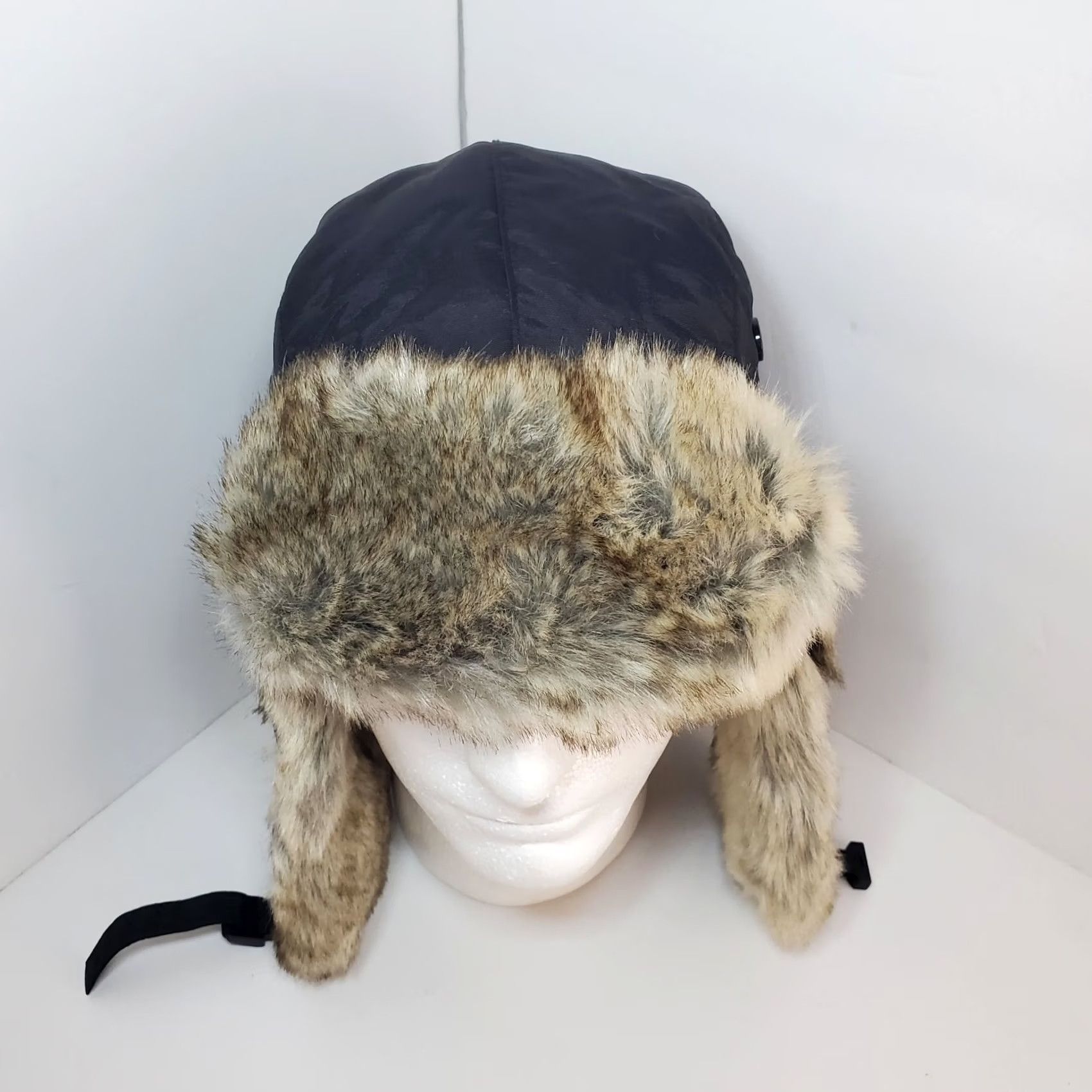 Vintage VINTAGE Scala Mens S/M Aviator Bomber Faux Fur Hat Cap Adjustable Black 90s Outdoor Ski Mens Size ONE SIZE - 2 Thumbnail