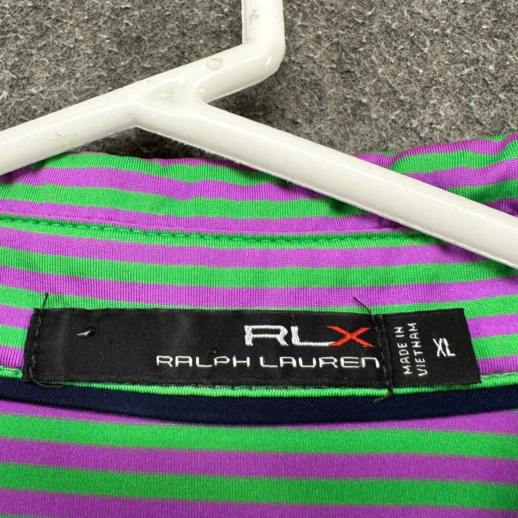 RLX Ralph Lauren RLX Ralph Lauren Polo Shirt Mens XL Performance Golf Striped Multicolor Green Purple Polo Shirt Mens XL Size US XL / EU 56 / 4 - 2 Thumbnail
