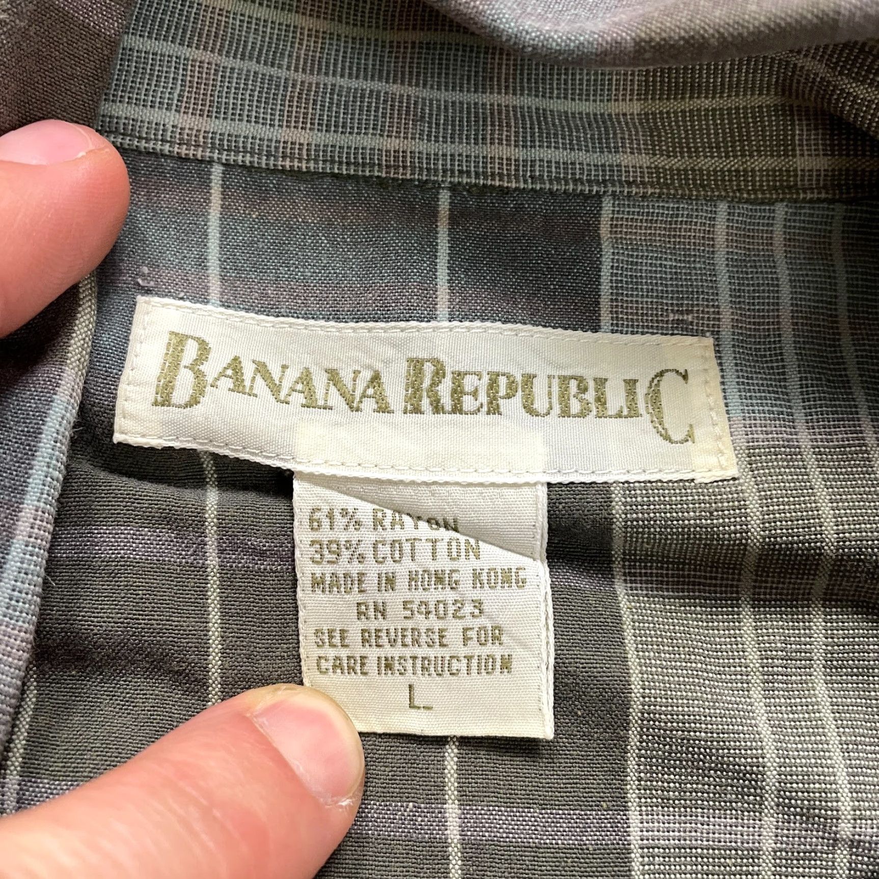 Banana Republic VINTAGE Banana Republic Button-Up Shirt Mens L Green Plaid Long Sleeve 52in Chest Cotton Knit Pocket Casual Business Mens Size US L / EU 52-54 / 3 - 4 Thumbnail