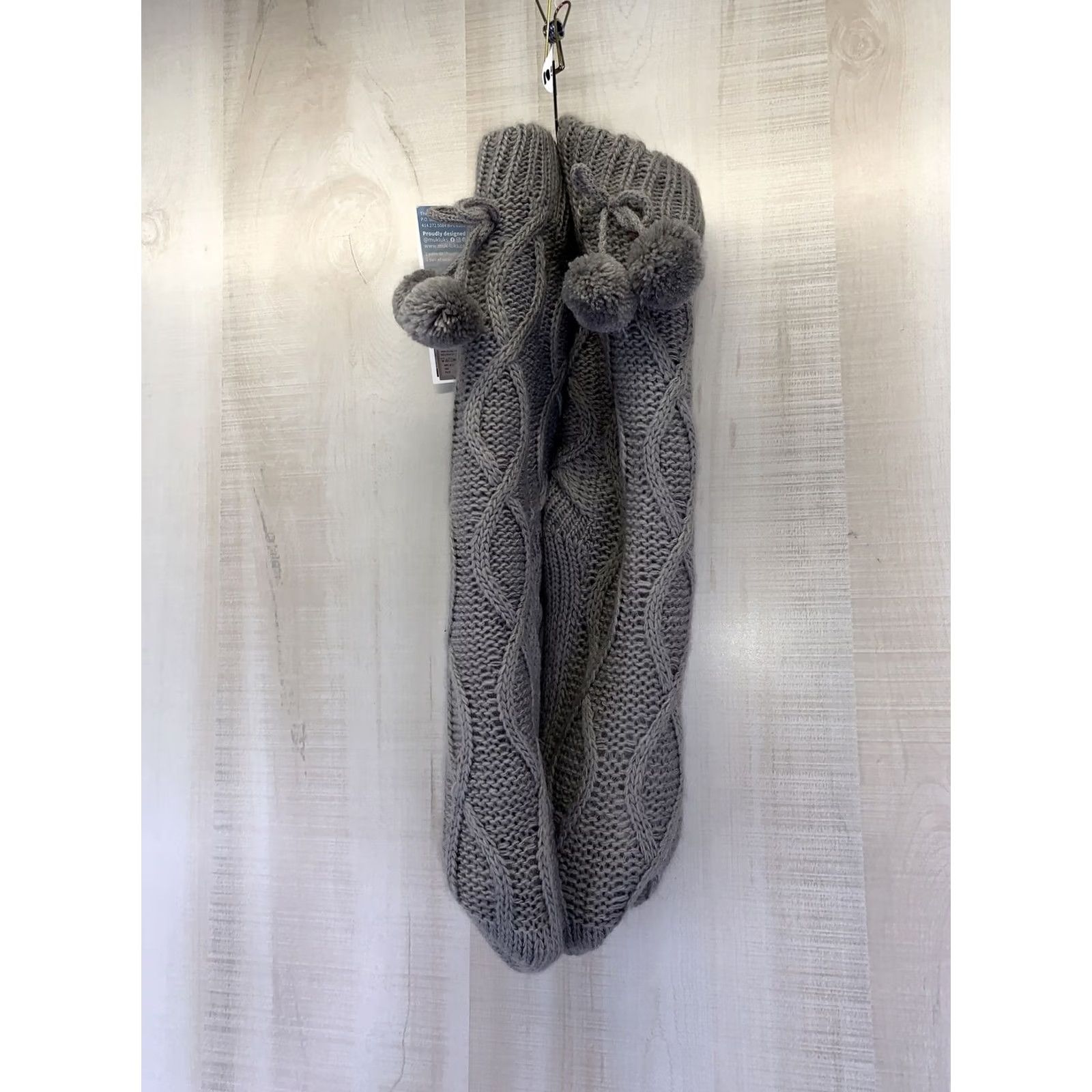 Vintage Muk Luks Womens Slipper Sock Grey Cable Knit Gripper Bottom XL 8-11 NWT-10529 Size 40" / US 18 - 5 Thumbnail