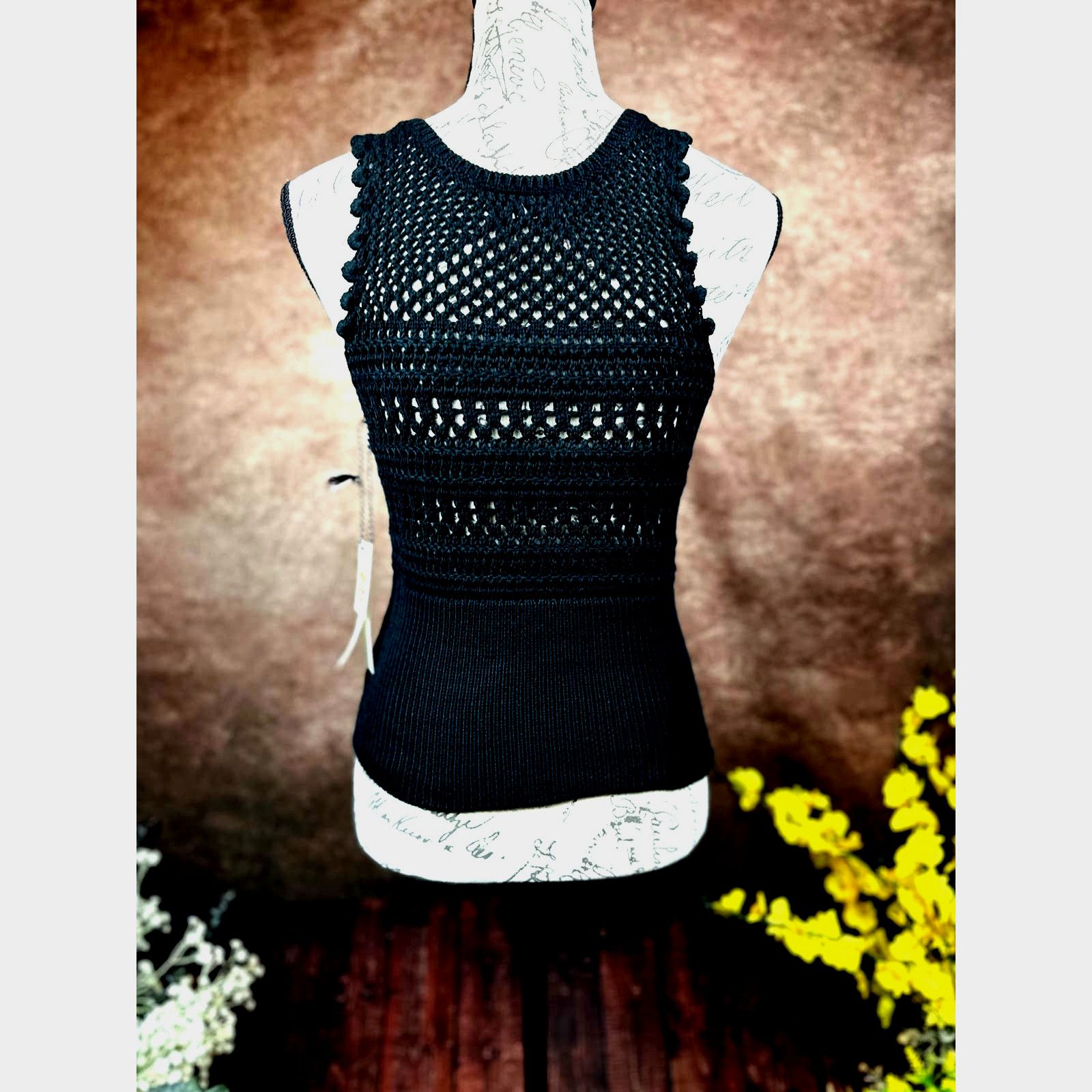 Other St Roche Crochet Semi Sheer Sleeveless Marilyn Tank Black L Size L / US 10 / IT 46 - 3 Thumbnail