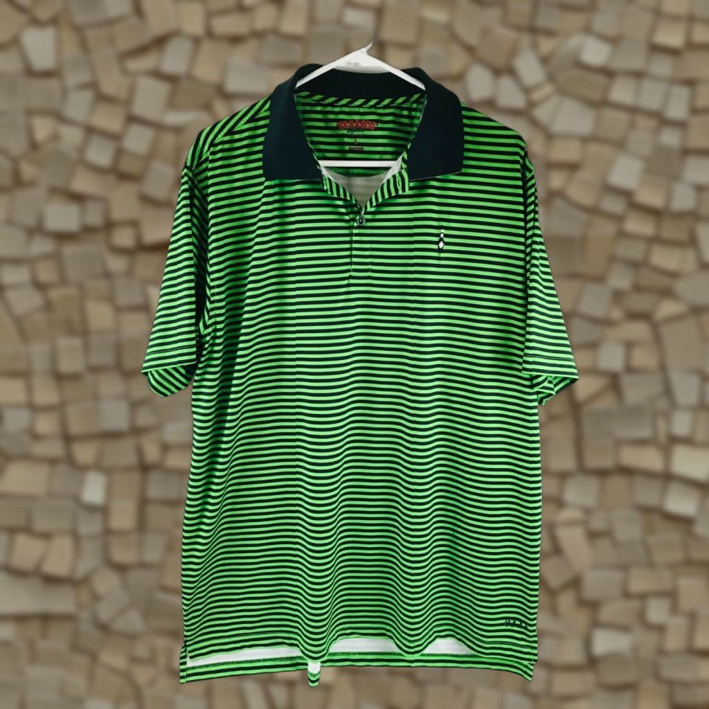 Vintage TABASCO Sport Polo Shirt Size L Green Black Striped 1/4 Button Up Short Sleeve Mens Regular Size US L / EU 52-54 / 3 - 1 Thumbnail