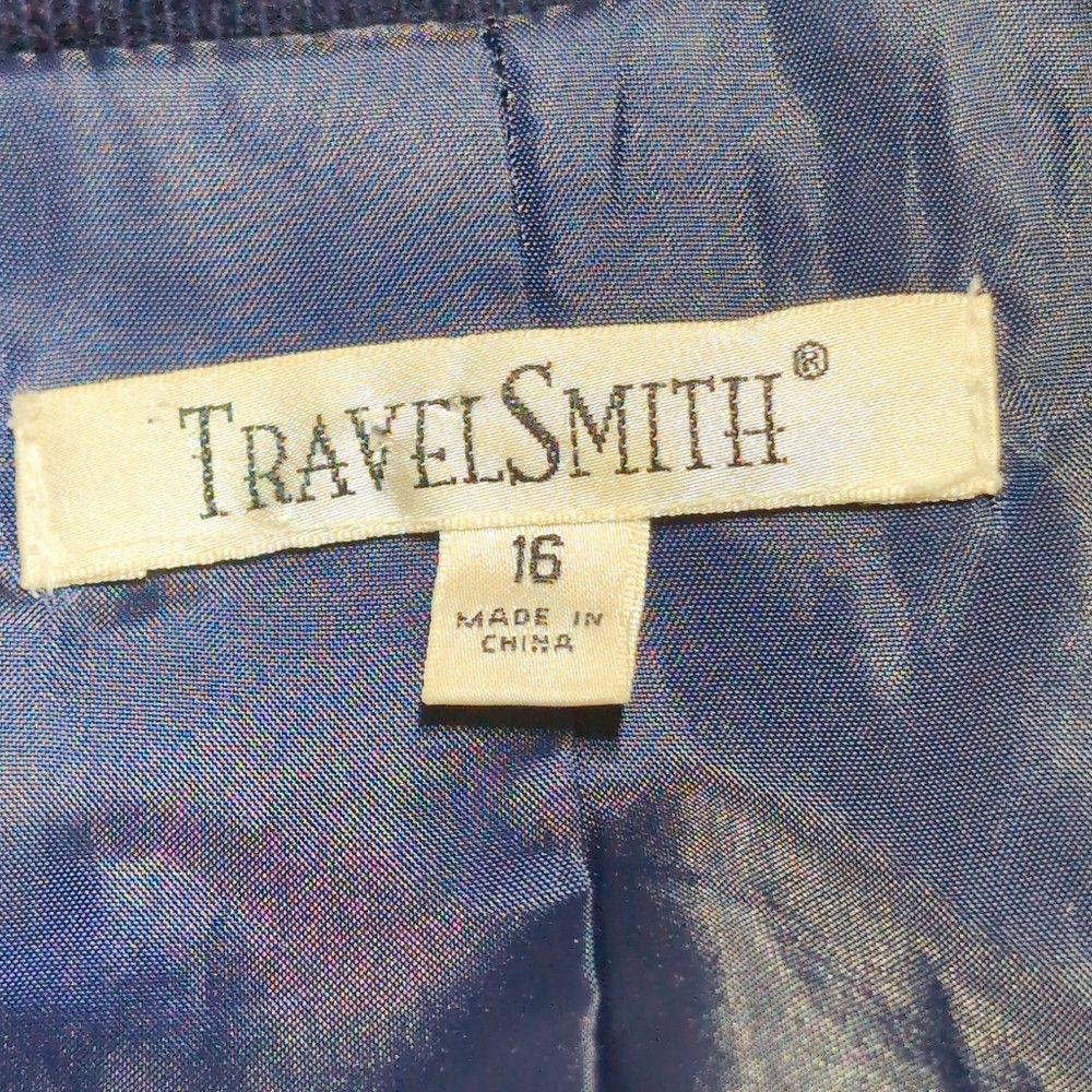 Designer Women's Blue Corduroy Blazer w Metal Buttons By Travelsmith Size XXL / US 16-18 / IT 52-54 - 4 Thumbnail