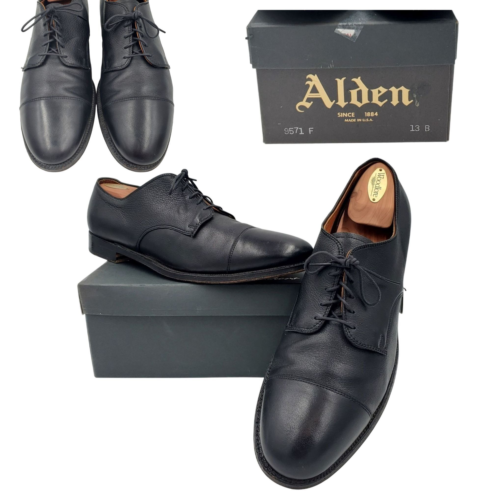 Alden Alden USA New England Dress Shoes Men 13 Black Leather Derby Size US 13 / EU 46 - 1 Thumbnail