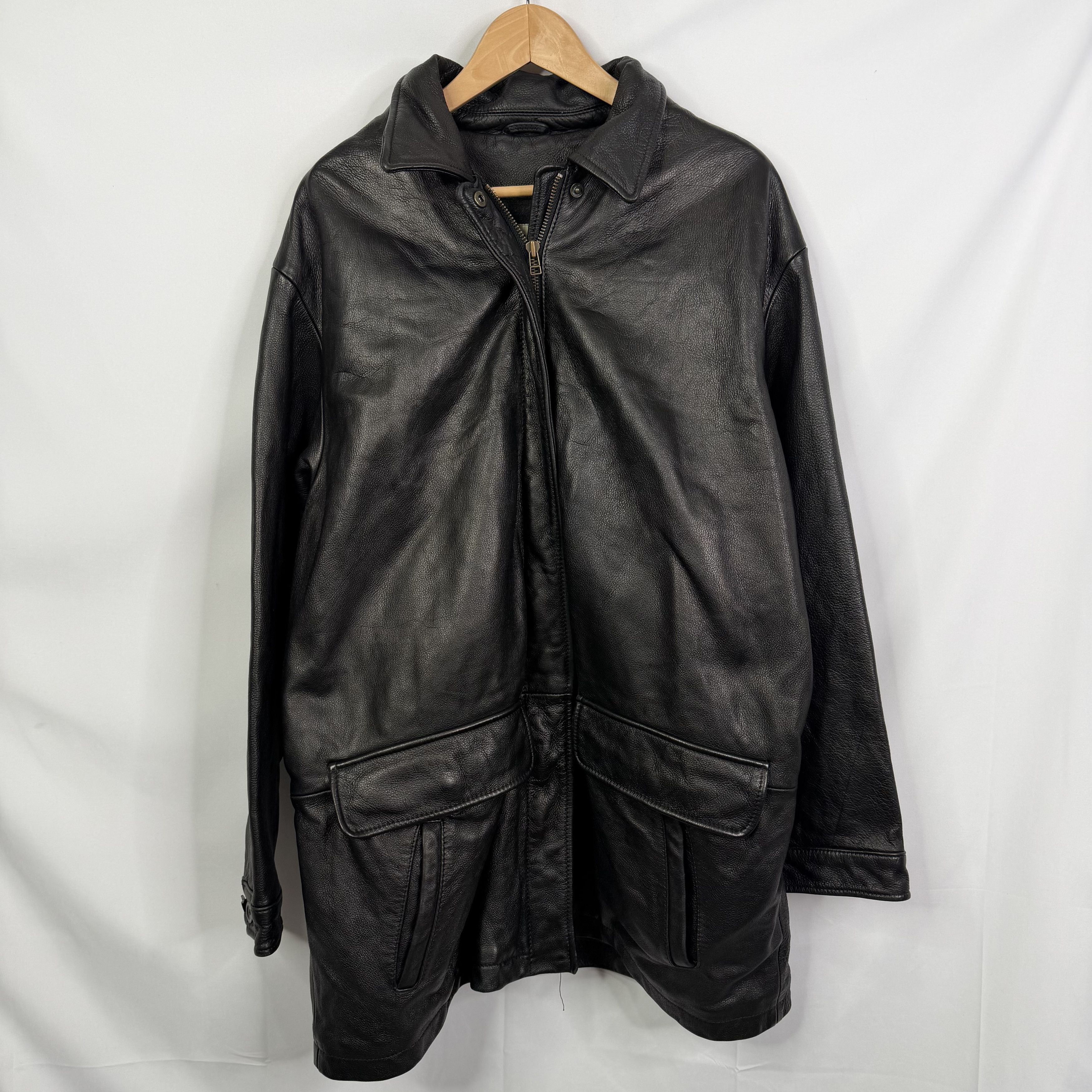 Eddie Bauer Vintage Eddie Bauer Black Genuine Leather Car Coat Jacket Size XXL / US 16-18 / IT 52-54 - 10 Thumbnail